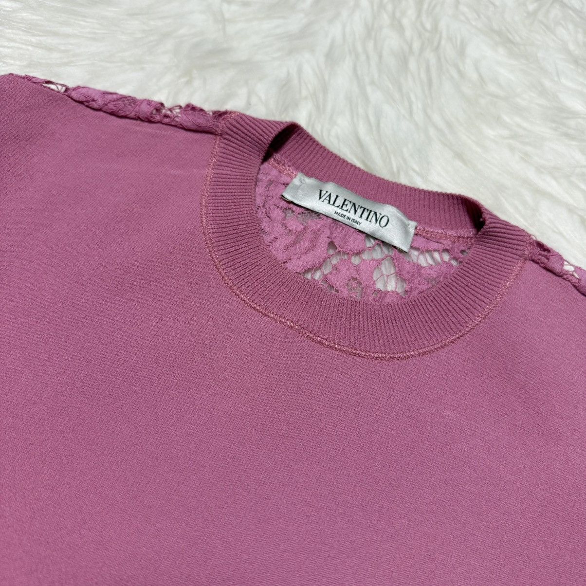 Valentino Authentic Valentino Floral Lace Ruffle Knit Sweater S Pink Size S / US 4 / IT 40 - 10 Thumbnail