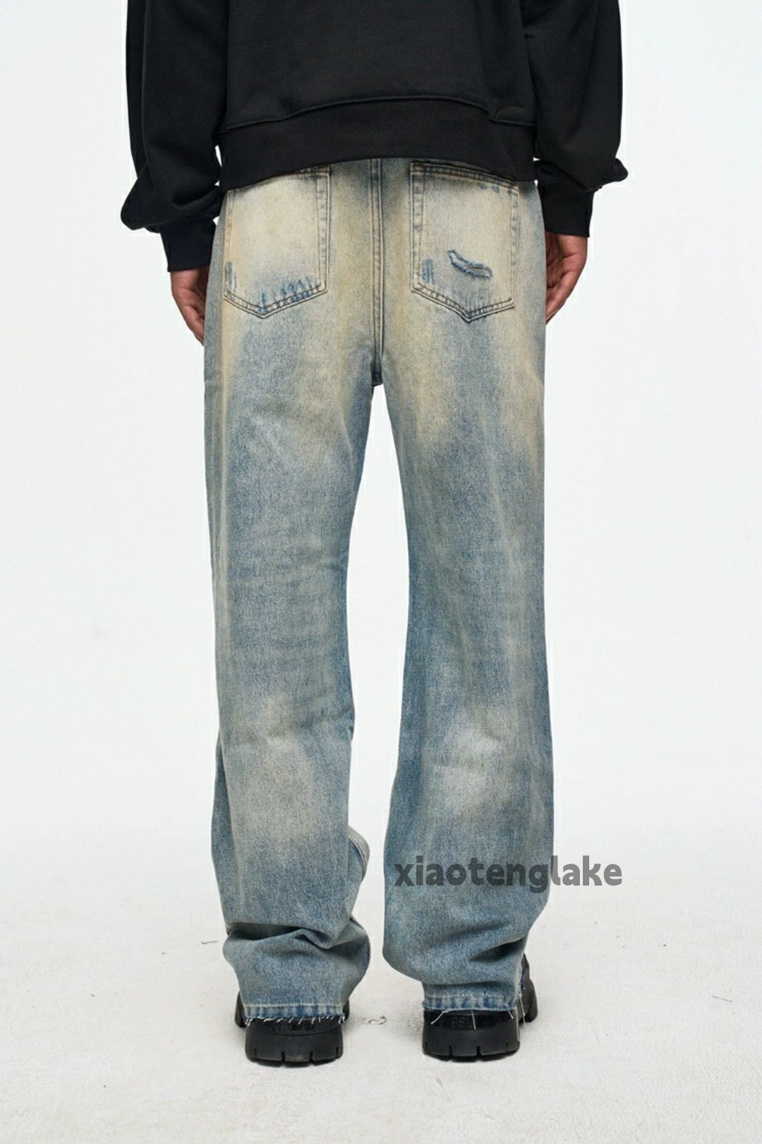 Jean × Vintage washed faded damaged ripped hiphop yuppie jeans Size US 34 / EU 50 - 4 Thumbnail
