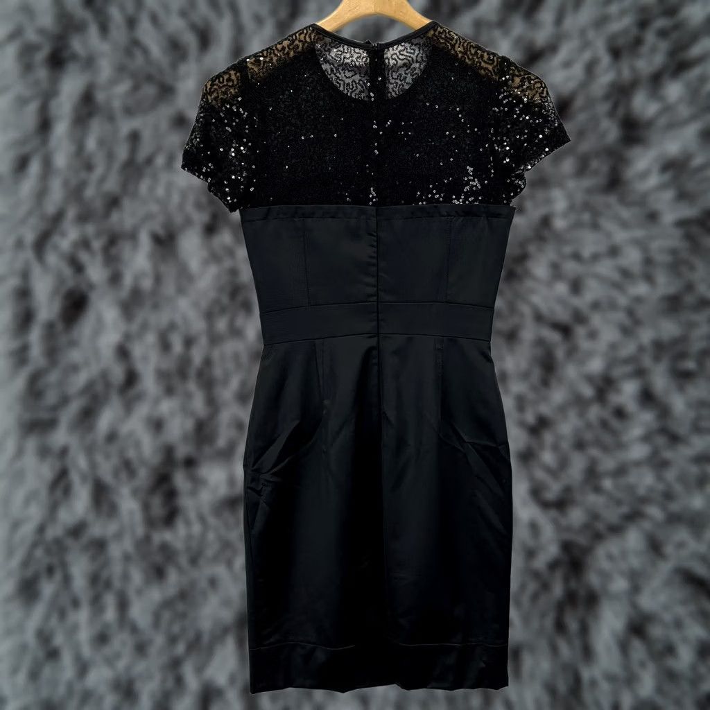 Trina Turk Trina Turk Dali Satin Lace Cocktail Dress Womens 0 Black Sequin Short Sleeve Satin Sheath Lined Velvet? Size XS / US 0-2 / IT 36-38 - 1 Thumbnail