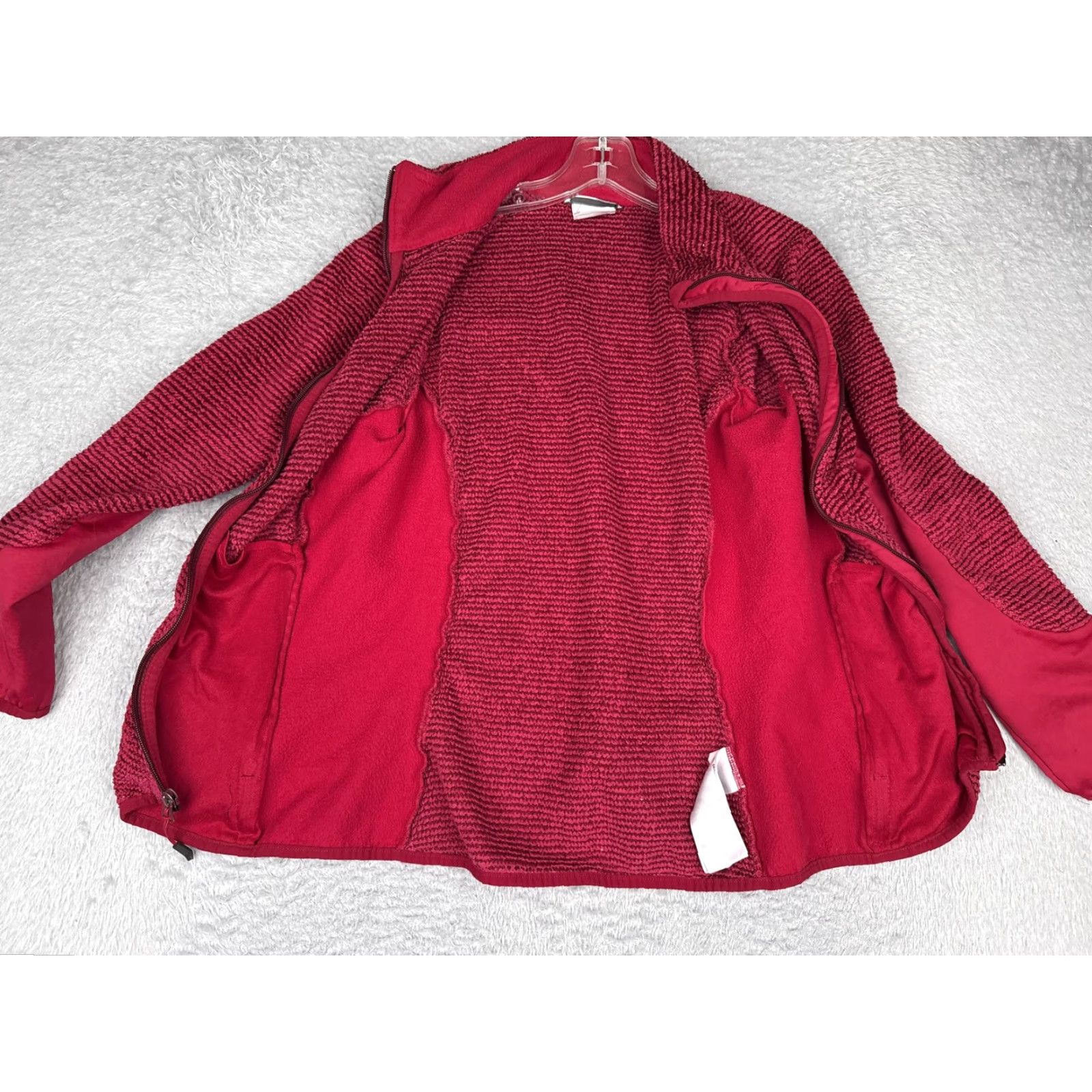 Vintage Columbia Jacket Womens M Red Textured Fleece Full Zip Mock Neck Outdoor Size M / US 6-8 / IT 42-44 - 2 Thumbnail
