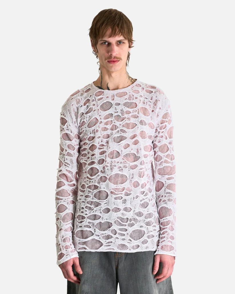 Acne Studios o1s1v1r1oon0825 Sheer Knitwear Long Sleeve in White/Pink Size US M / EU 48-50 / 2 - 1 Thumbnail