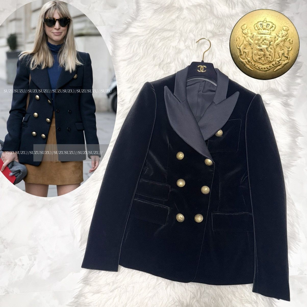 Balenciaga Authentic Balenciaga emblem button peaked velour jacket 36 Size XS / US 0-2 / IT 36-38 - 1 Thumbnail