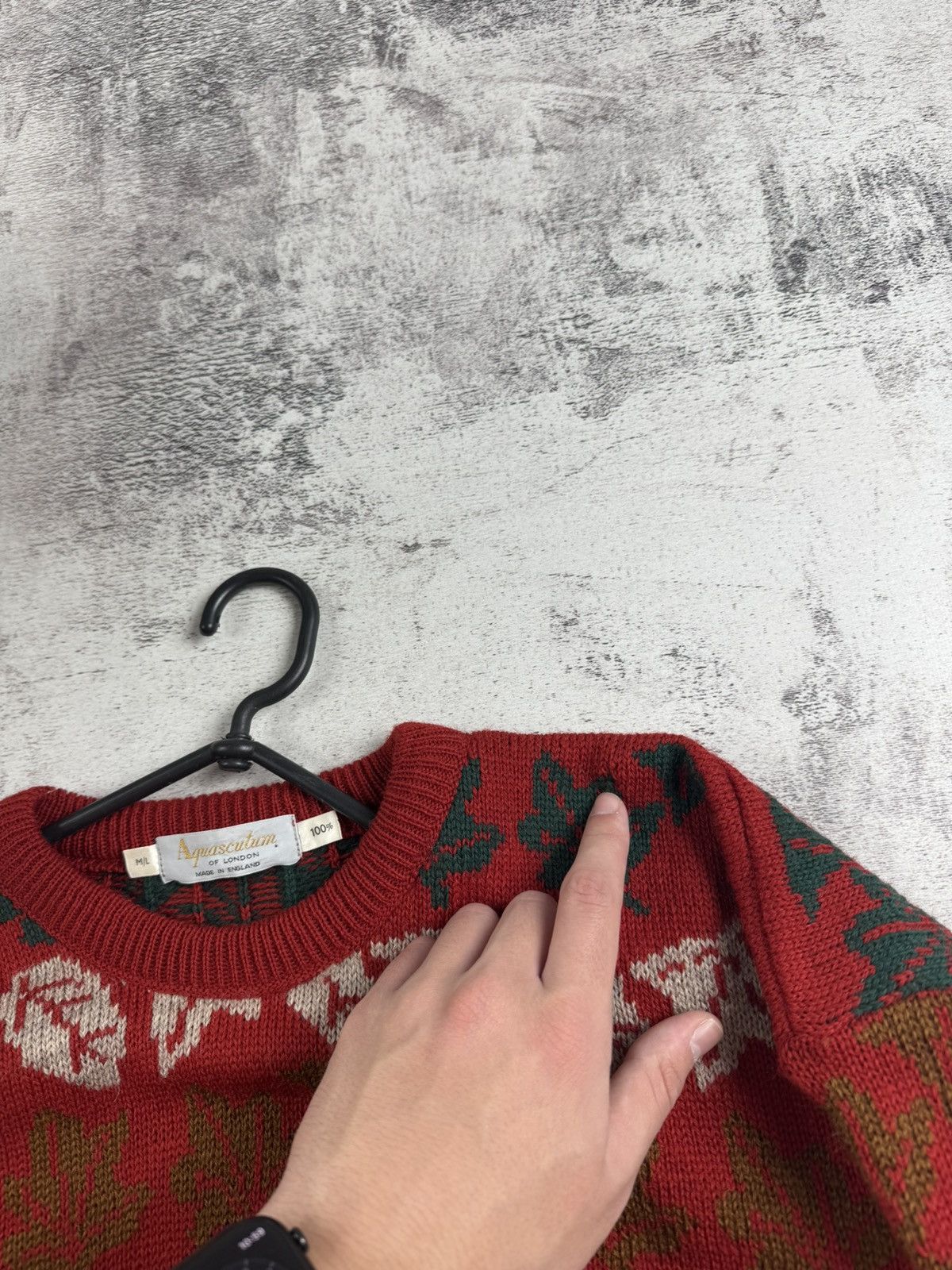 Aquascutum Aquascutum 100% Wool Leaves Vintage Men’s Squirrels Large Knit Sweater Pullover Size US M / EU 48-50 / 2 - 12 Thumbnail