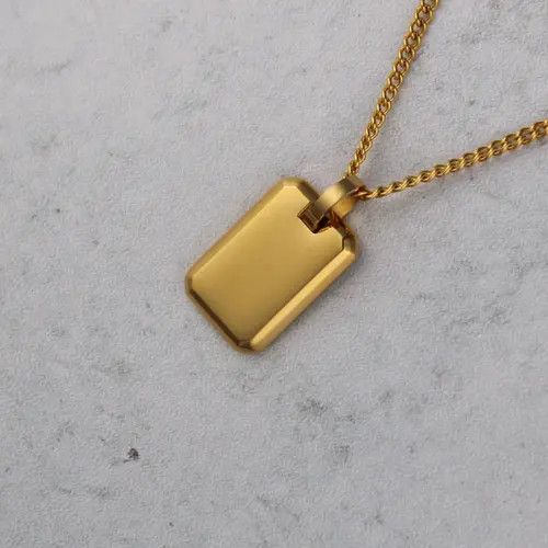 Jewelry Gold Tag Pendant Chain Necklace Size ONE SIZE - 2 Thumbnail