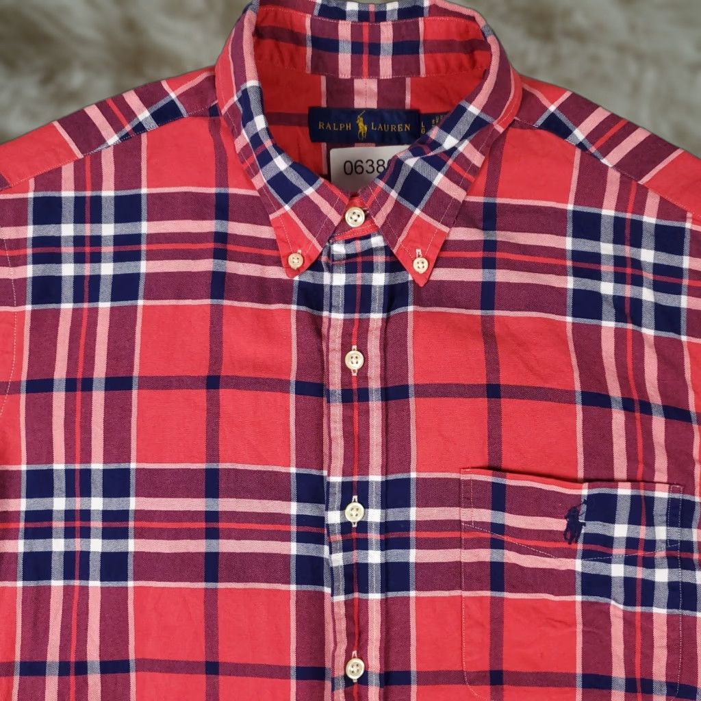 Ralph Lauren Ralph Lauren Button-Up Shirt Mens Large Red Plaid Short Sleeve Casual Size US L / EU 52-54 / 3 - 1 Thumbnail