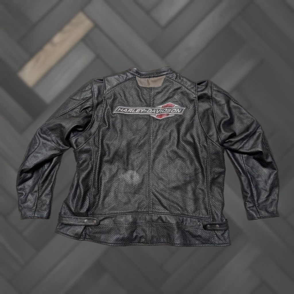 Harley Davidson Harley-Davidson Leather Jacket Motorcycle 5XL Black Cafe Racer Perforated Leather Mens Jacket 58-60 5XL Size US XXL / EU 58 / 5 - 1 Thumbnail