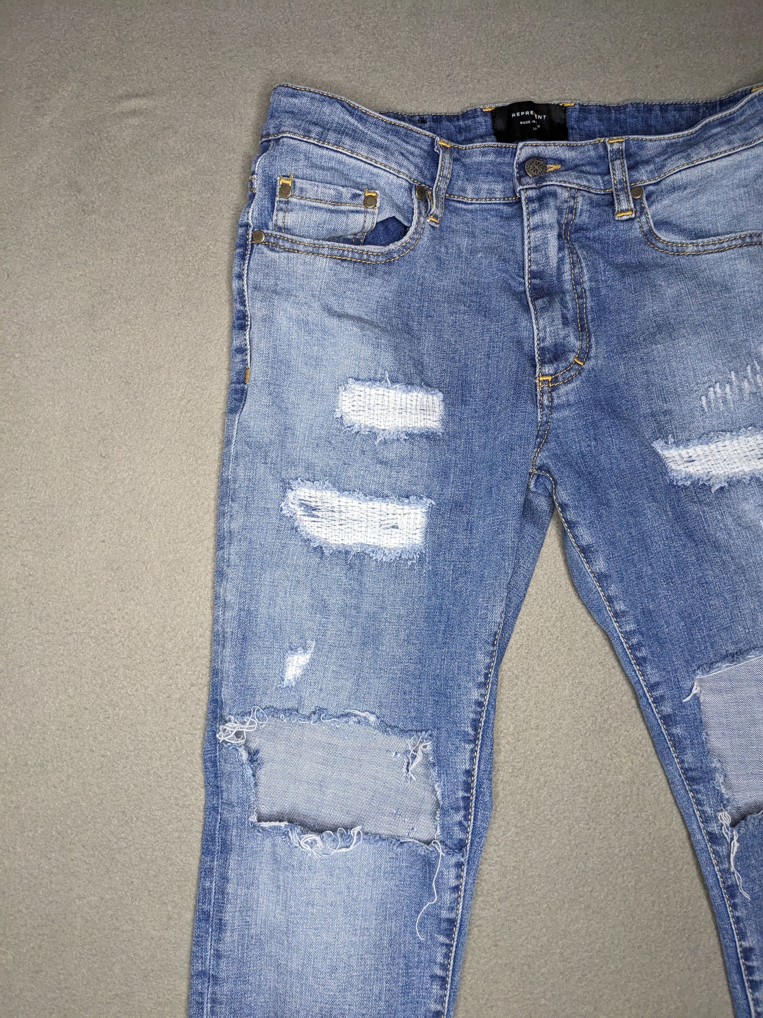 Represent Clo. Represent Repaired Denim 32x30 Distressed Skinny Jeans Italy Size US 32 / EU 48 - 4 Thumbnail