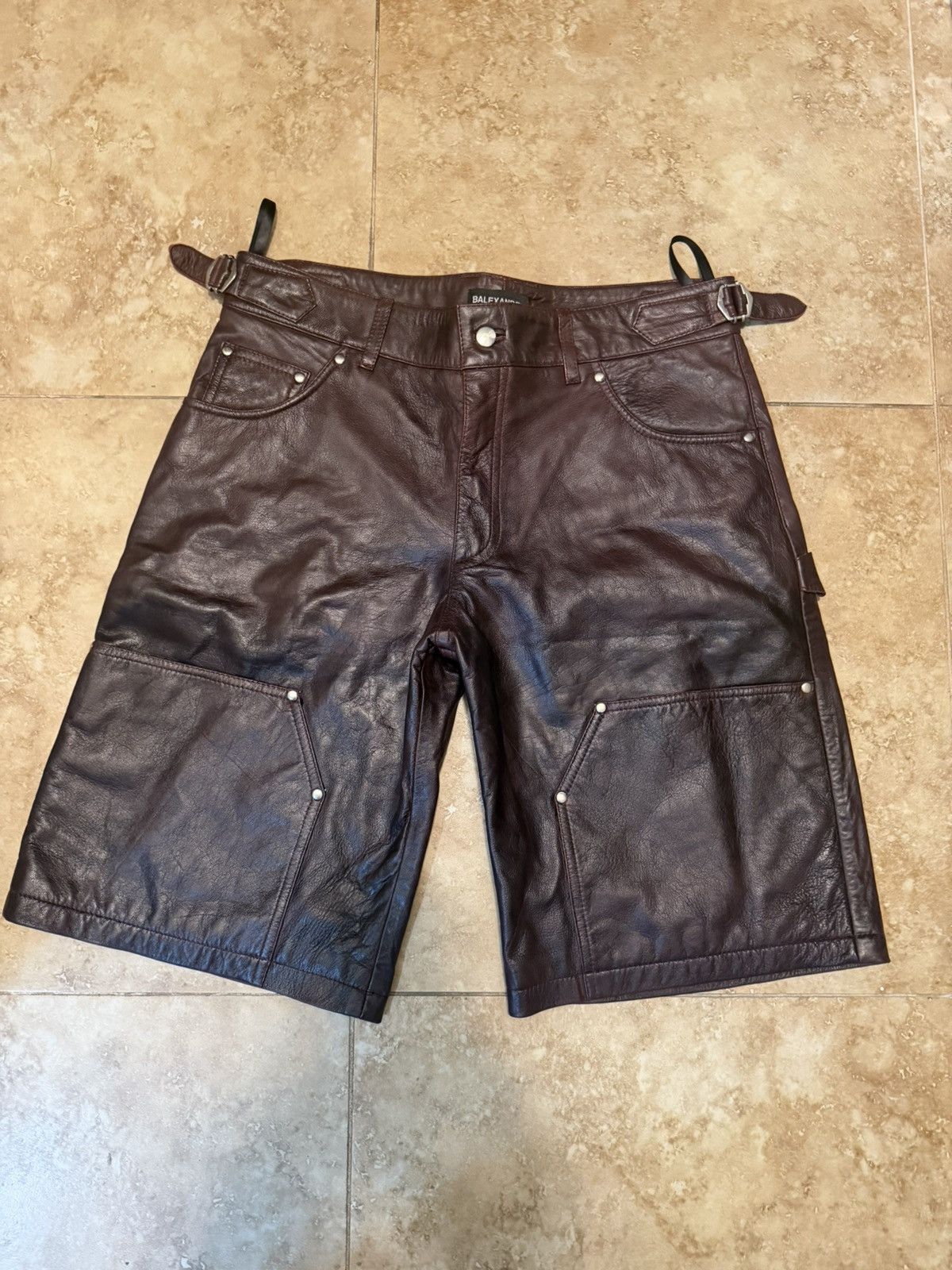 Other Leather Utility Bermuda Shorts with Side Adjusters Size US 34 / EU 50 - 1 Thumbnail
