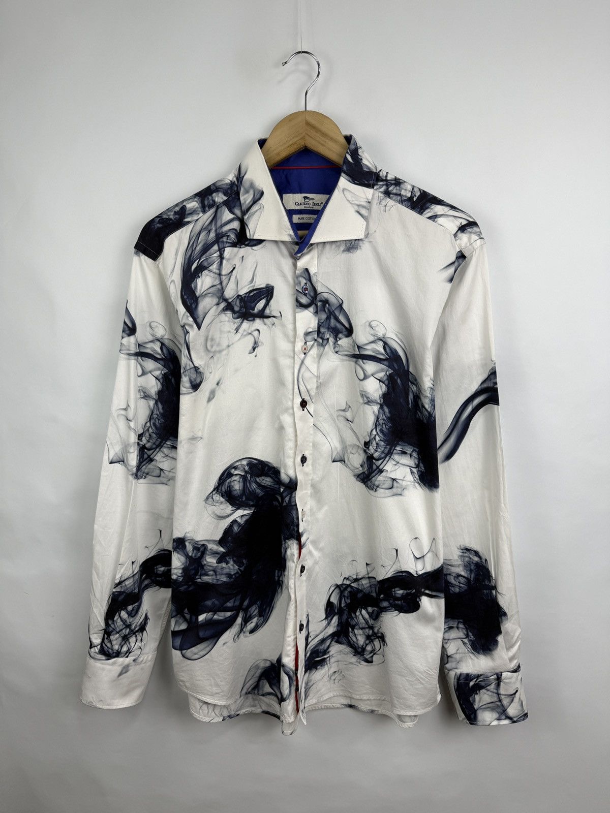 Other 🇬🇧 Claudio Lugli Couture Smoke Ink Print Shirt Luxury Rare Size US XL / EU 56 / 4 - 2 Thumbnail