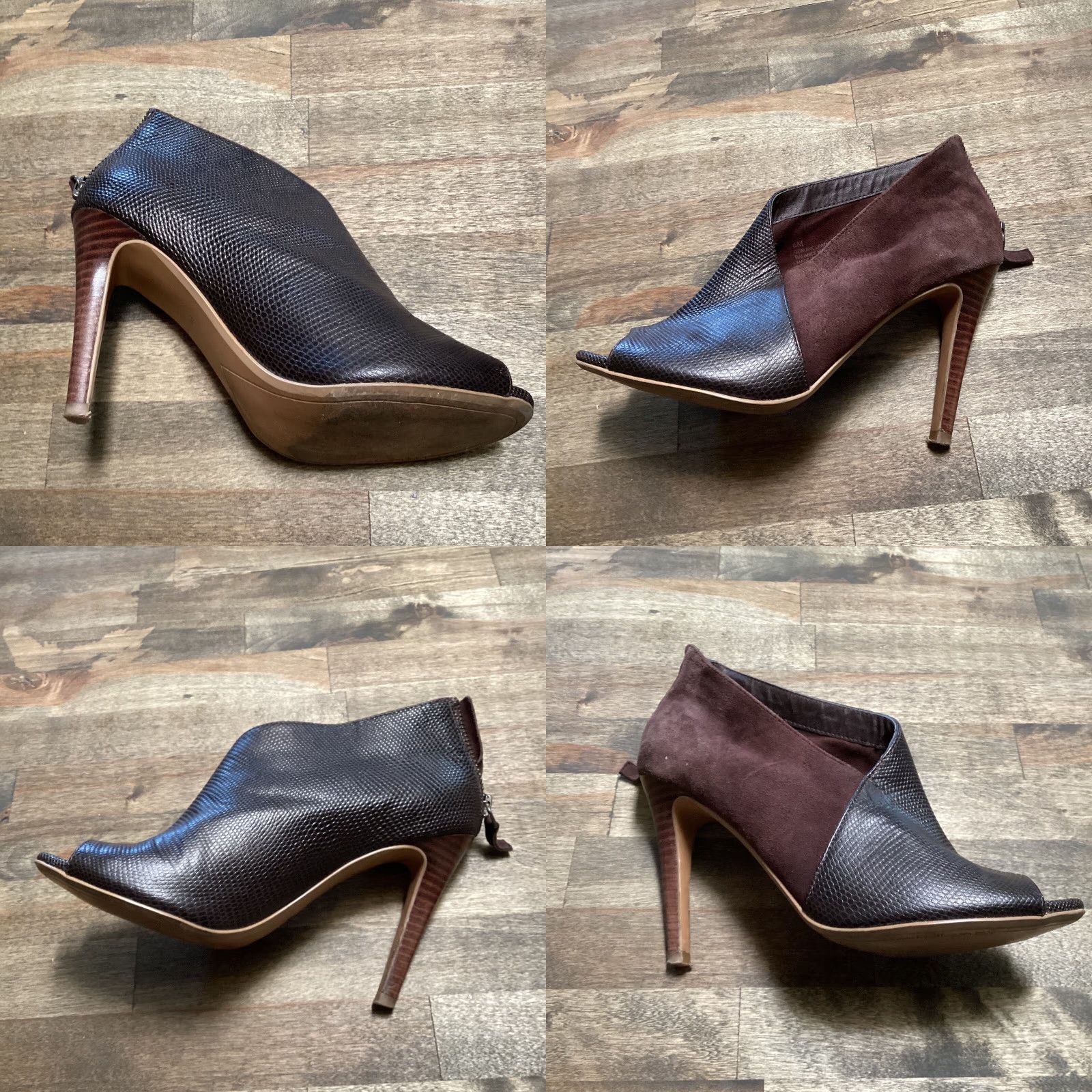 Vintage Halogen Booties Womens 6M Stiletto Heels Brown Lizard Embossed Leather Zip Booties Mande Suede Back Zip Closure Womens Shoes Brown Halogen Size US 6 / IT 36 - 8 Thumbnail