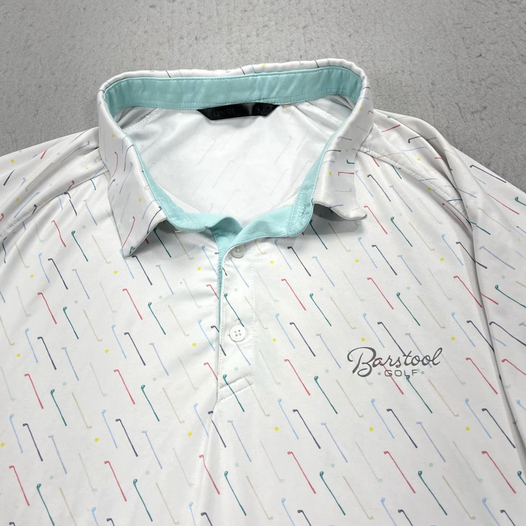 Vintage UNRL Polo Shirt Mens XL White Abstract Barstool Golf Performance Stretch AOP Polo Shirt Mens XL White Abstract Barstool Golf Performance Stretch AOP Size US XL / EU 56 / 4 - 2 Thumbnail