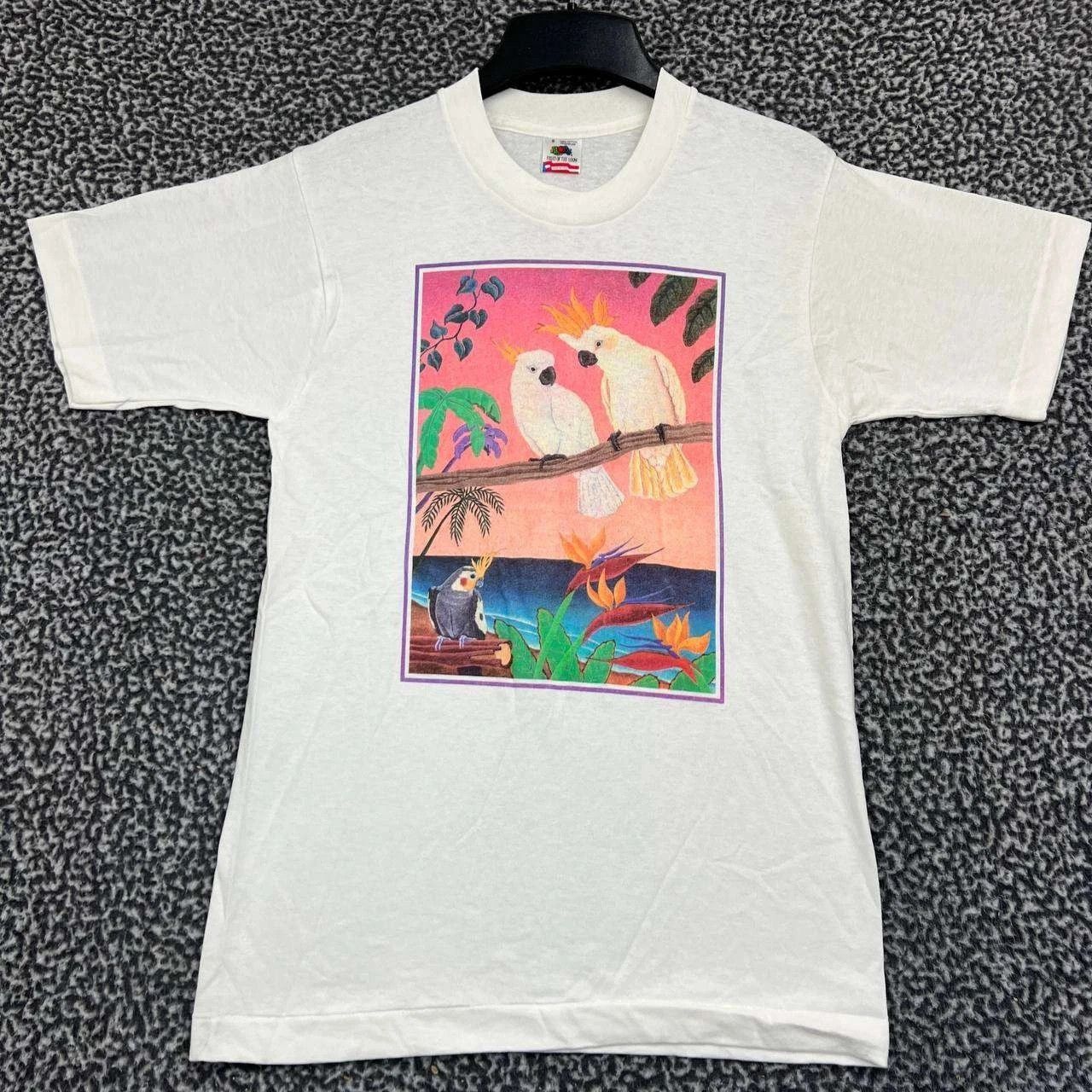 Fruit Of The Loom Vintage Tropical Birds Shirt Men S White Deadstock New Size US S / EU 44-46 / 1 - 1 Thumbnail