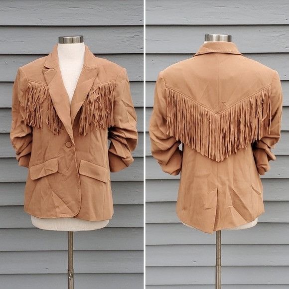 Cinq a Sept × Designer Cinq a Sept 5 à 7 Dani Cinnamon Tan Fringe Western Blazer 4 Size S / US 4 / IT 40 - 2 Thumbnail