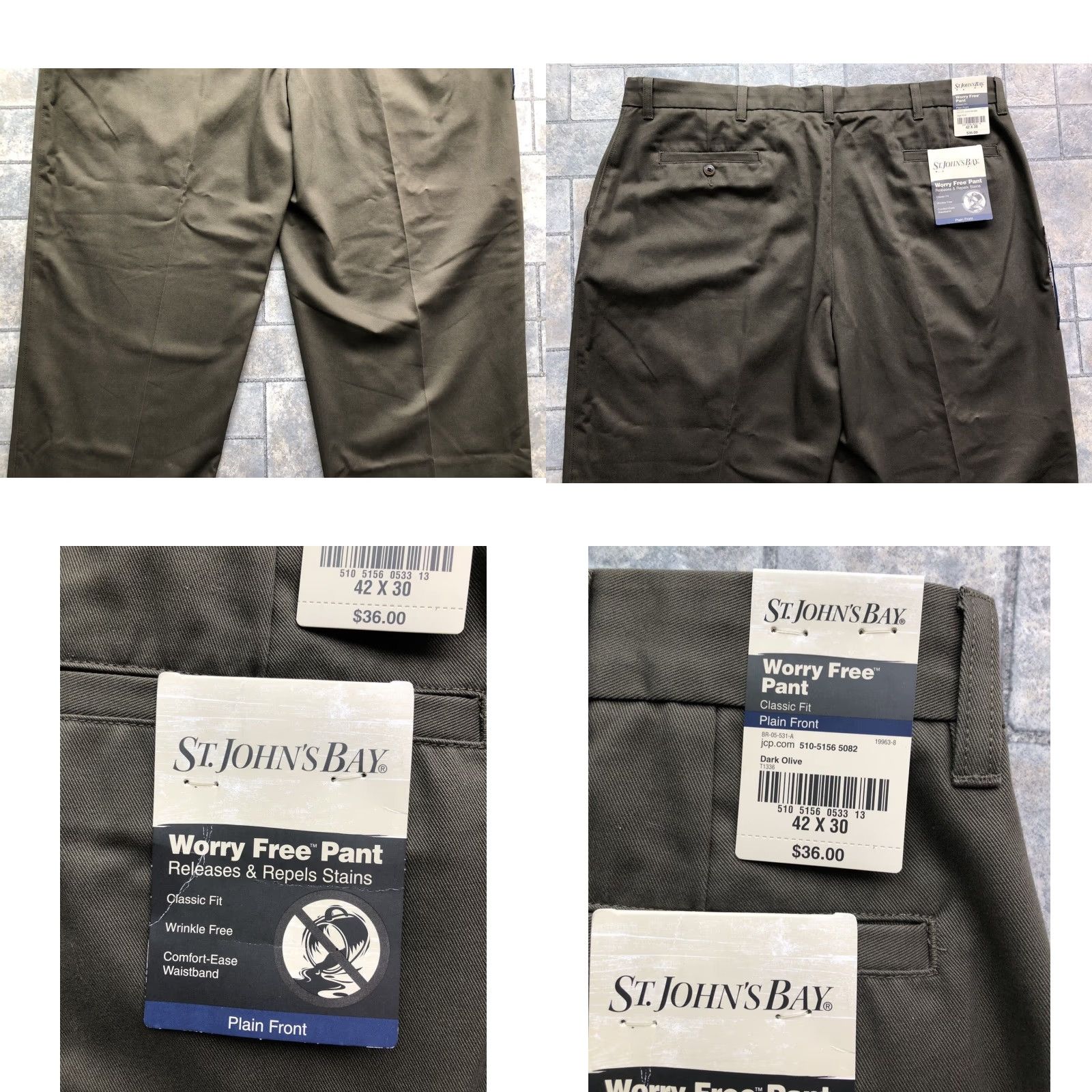Vintage St. John’s Bay Pants 42x30 Green Classic Fit Plain Front Worry Free Pant Mens Size US 42 / EU 58 - 9 Thumbnail