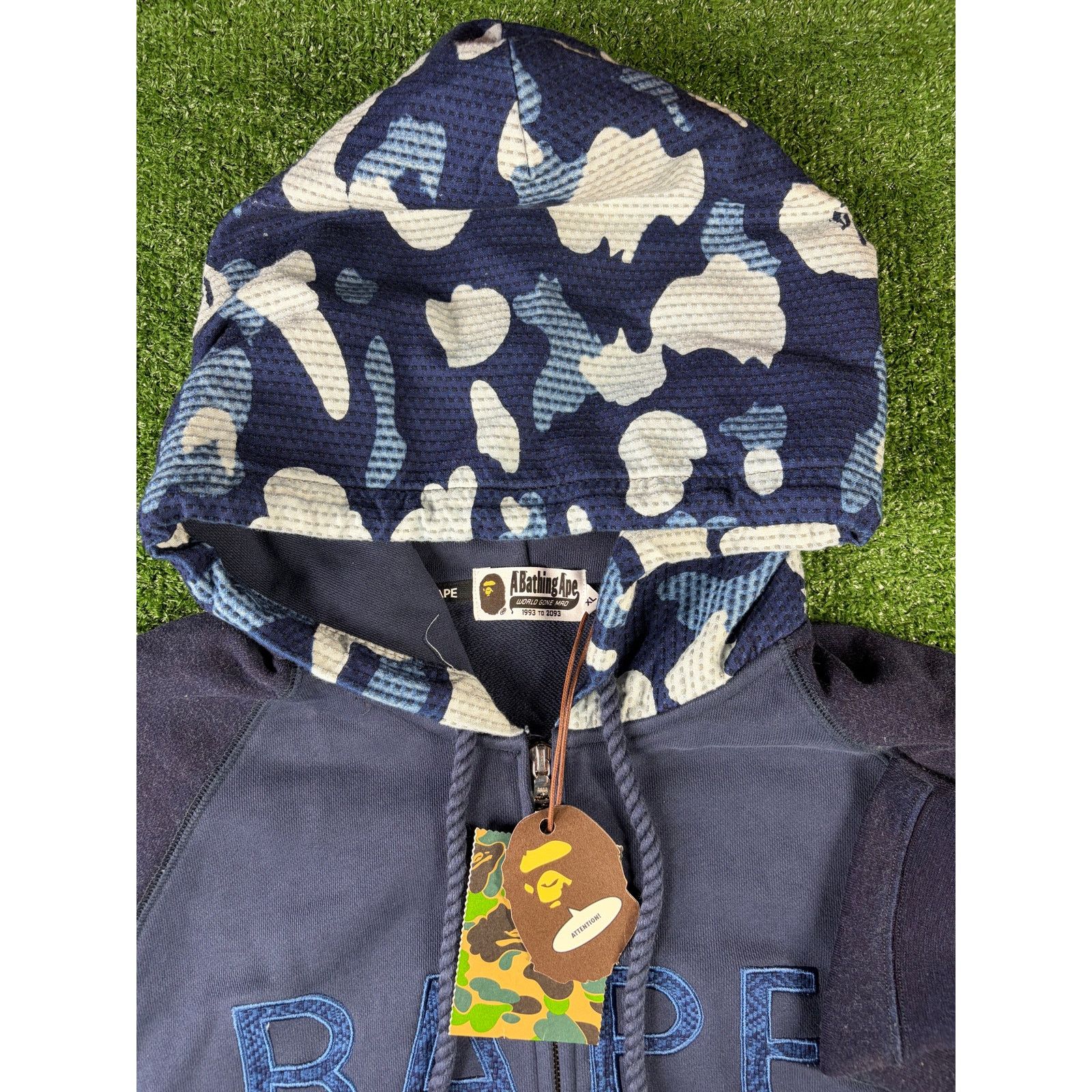 Bape Bape X Sashiko Navy Camo Relaxed Full-Zip Hoodie Size Large Size US L / EU 52-54 / 3 - 5 Thumbnail