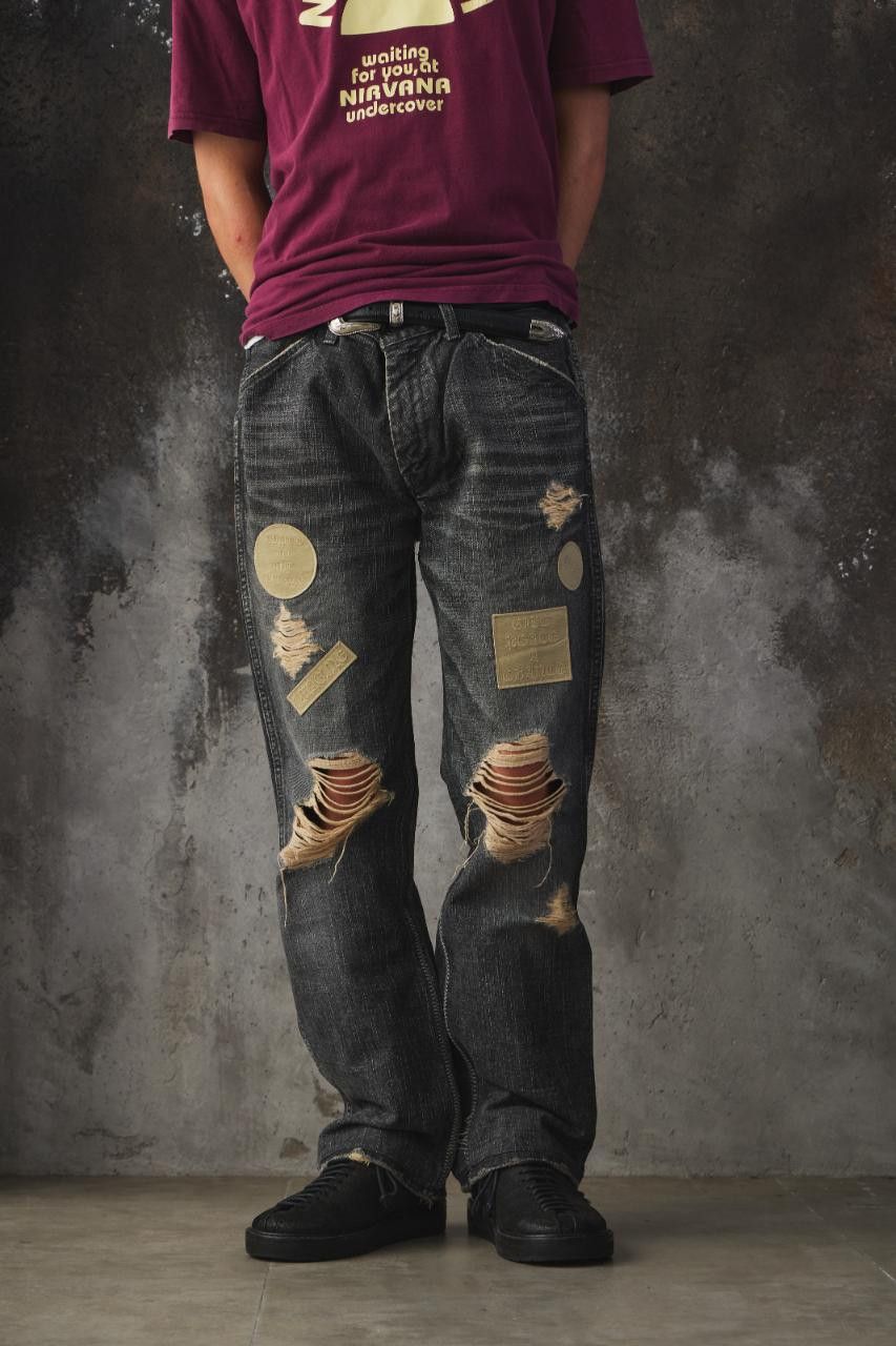 Number (N)ine Number (N)ine AW04 Patchwork Distressed Denim Size US 35 - 1 Thumbnail