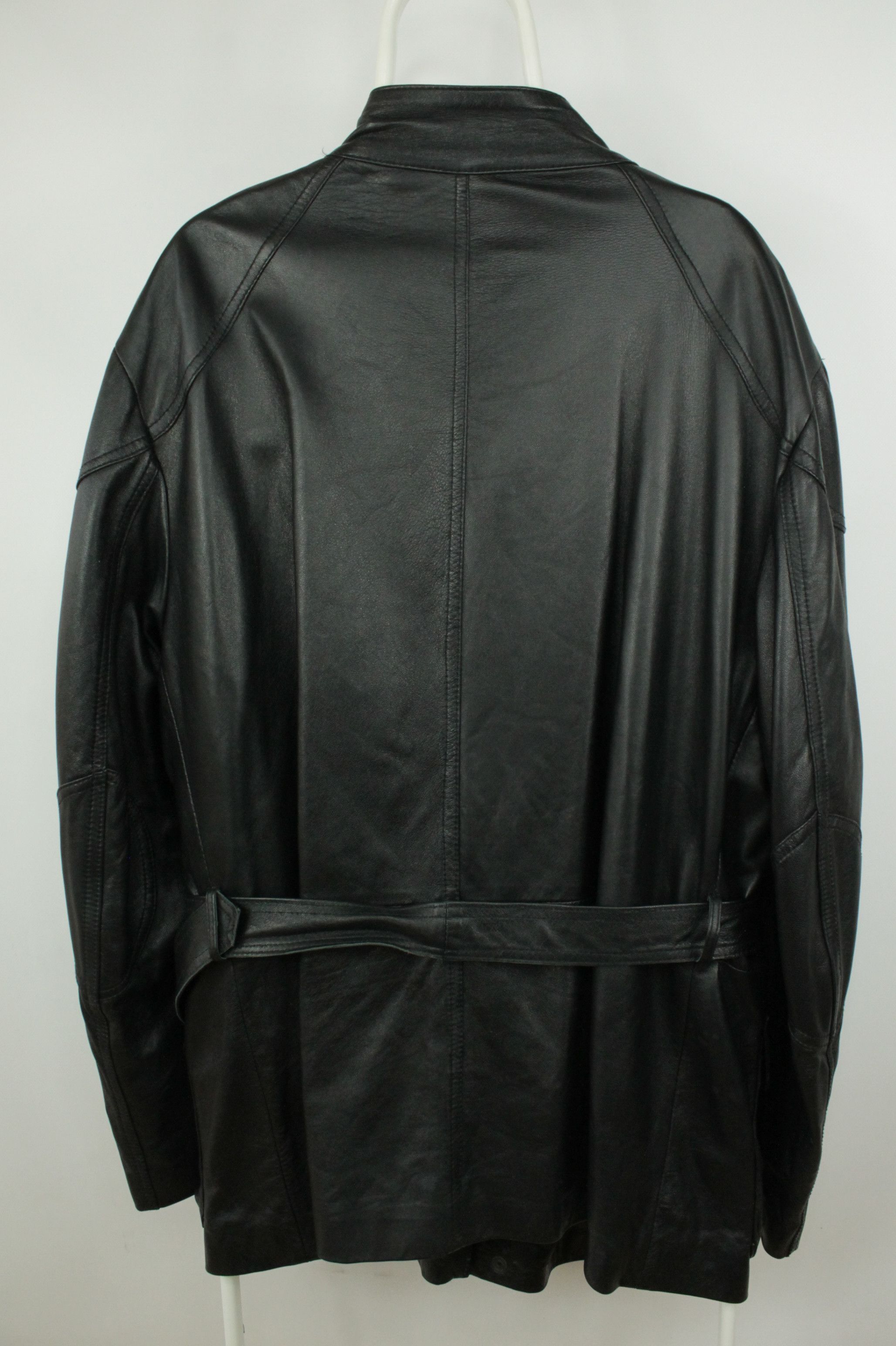 Vintage Vintage Cuoieria Fiorentina Black Leather Belted Jacket Size US XXL / EU 58 / 5 - 9 Thumbnail