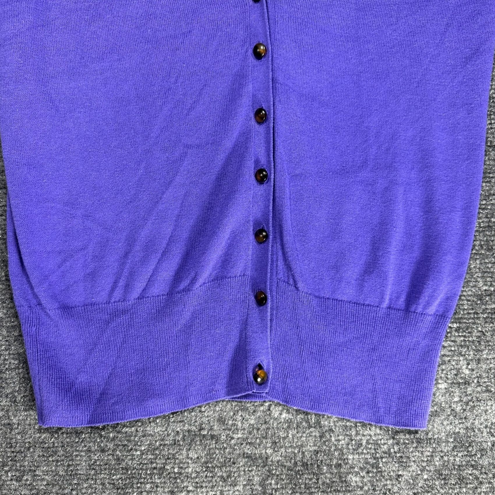 J.Crew J.CREW Sweater Womens XS Purple Cotton Cardigan Cap Sleeve V-Neck Button Size XS / US 0-2 / IT 36-38 - 2 Thumbnail