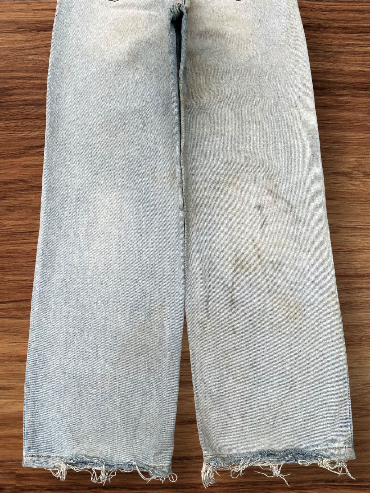 Zara Vintage Light Blue Dirty Washed Frayed Straight Leg Jeans Size 26" / US 2 / IT 38 - 6 Thumbnail