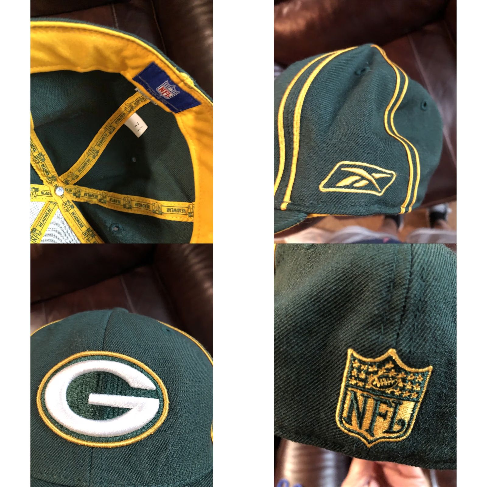 Reebok VINTAGE Reebok Green Bay Packers 100% Wool Fitted Hat Cap Size 7 1/4 Green Baseball Cap Mens Womens Size ONE SIZE - 8 Thumbnail