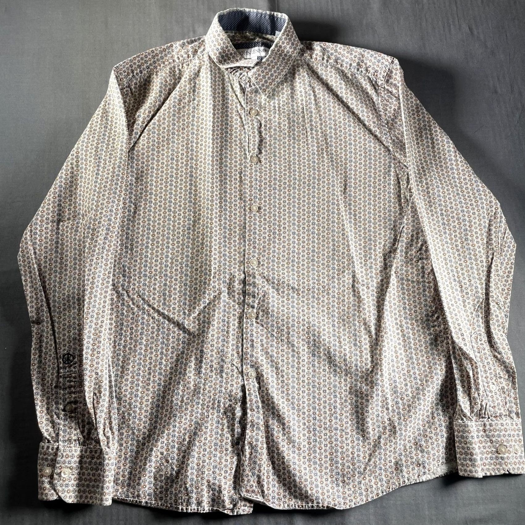 Vintage John Lennon Shirt Mens XL Long Sleeve Blue Orange Geometric Print 100% Cotton Size US XL / EU 56 / 4 - 4 Thumbnail