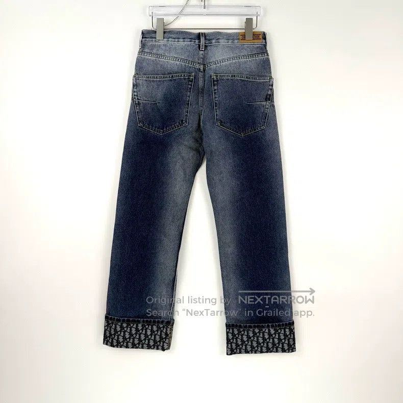 Dior Dior Washed blue leather full logo flip-edged jeans Size 42" / US 20 - 4 Thumbnail