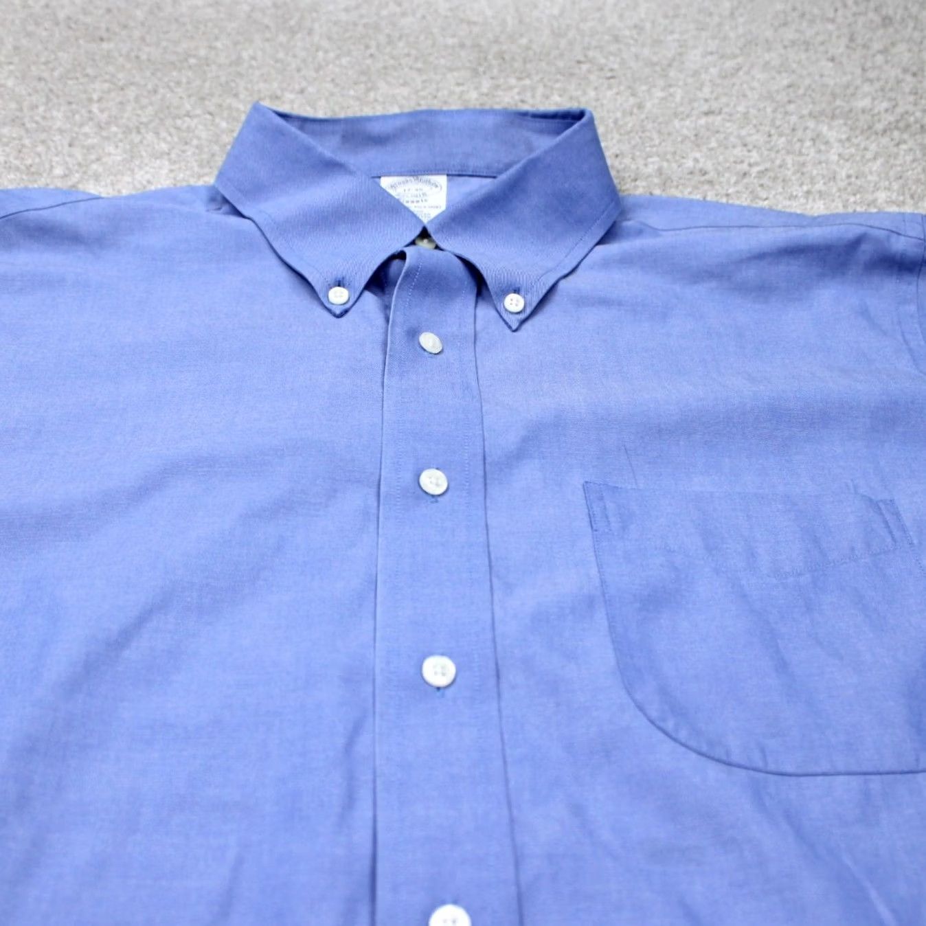 Brooks Brothers Brooks Brothers Dress Shirt Mens 17 35 Blue Non Iron 100% Cotton Regular Long Sleeve Button Closure Size 46R - 6 Thumbnail