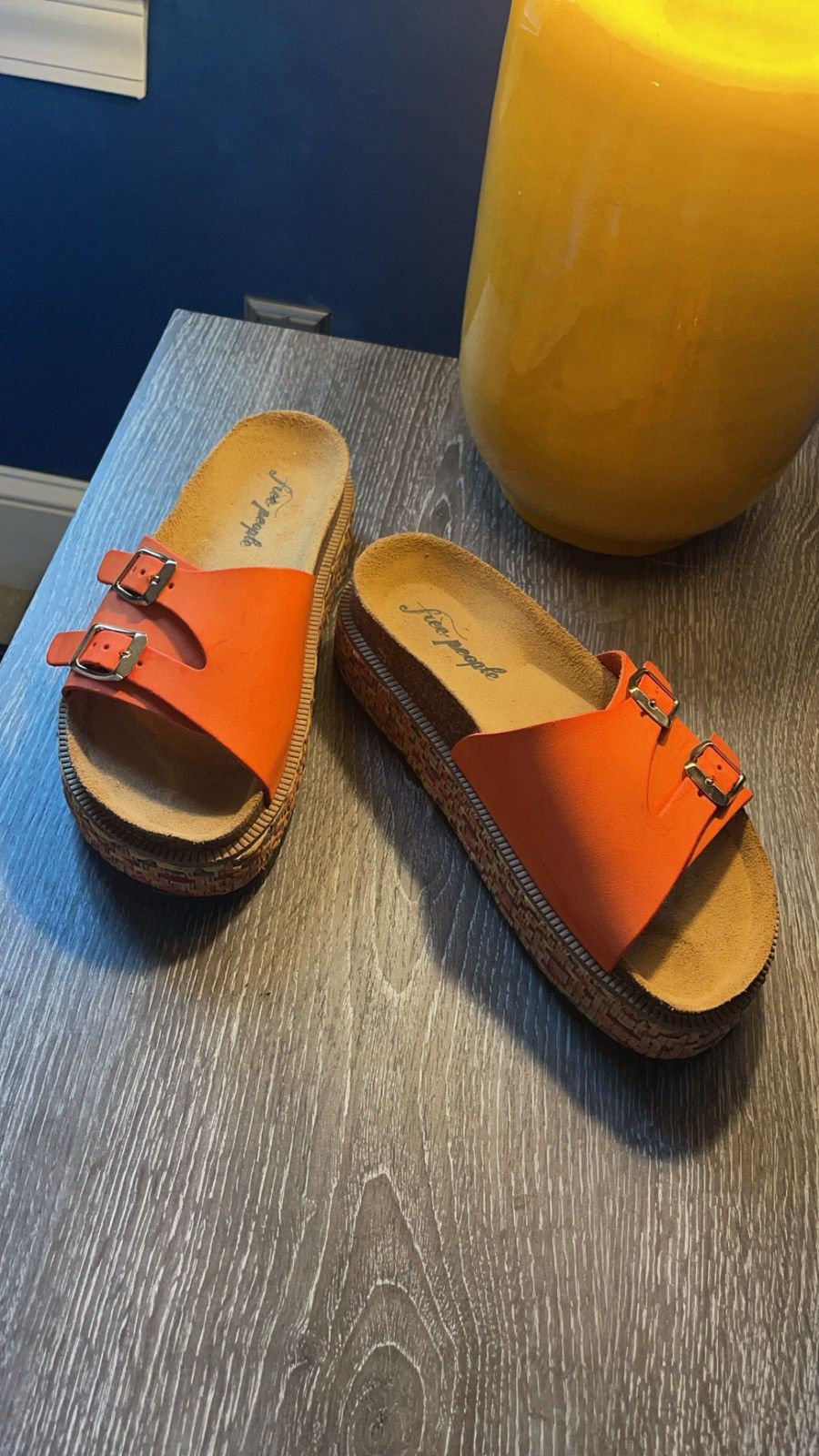 Free People Free People Platform Sandals w/ Orange Leather Size US 7.5 / IT 37.5 - 2 Thumbnail