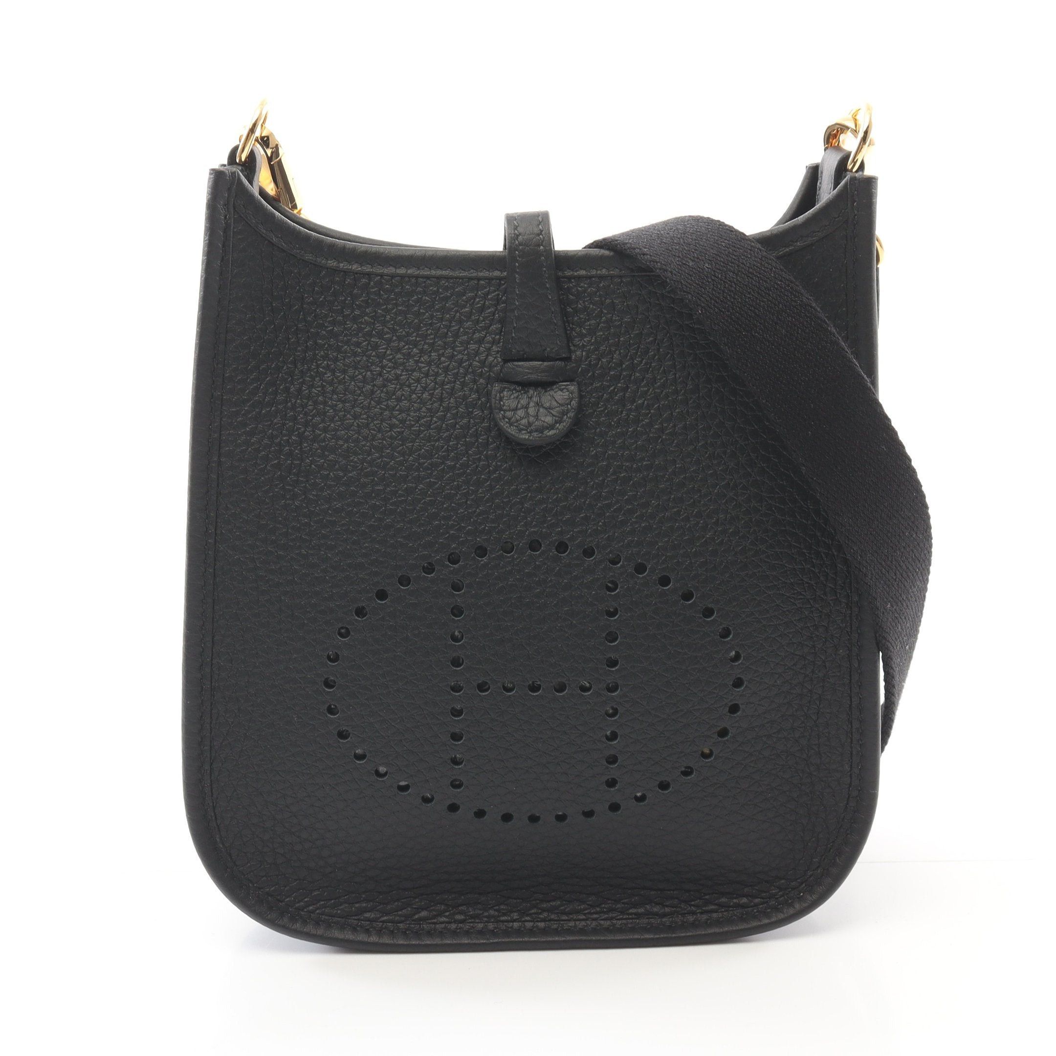 Hermes Evelyn Tpm Amazon Shoulder Bag Clemence Leather Black Gold Hardware K Stamp