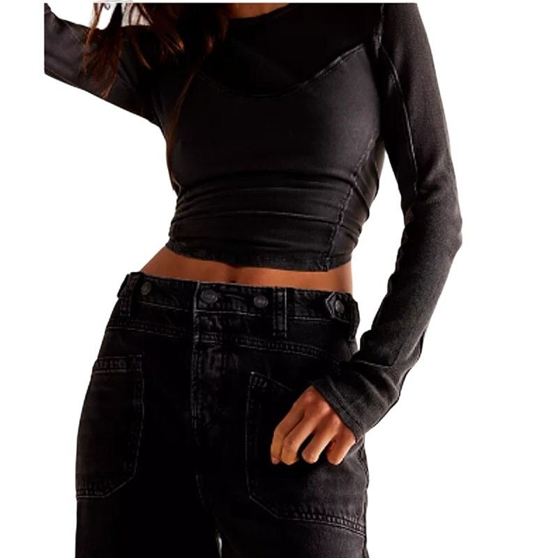 Free People $128 MSRP - Free People Palmer Cuff Jeans Black - Sz 30-NWOT Size 30" / US 8 / IT 44 - 4 Thumbnail