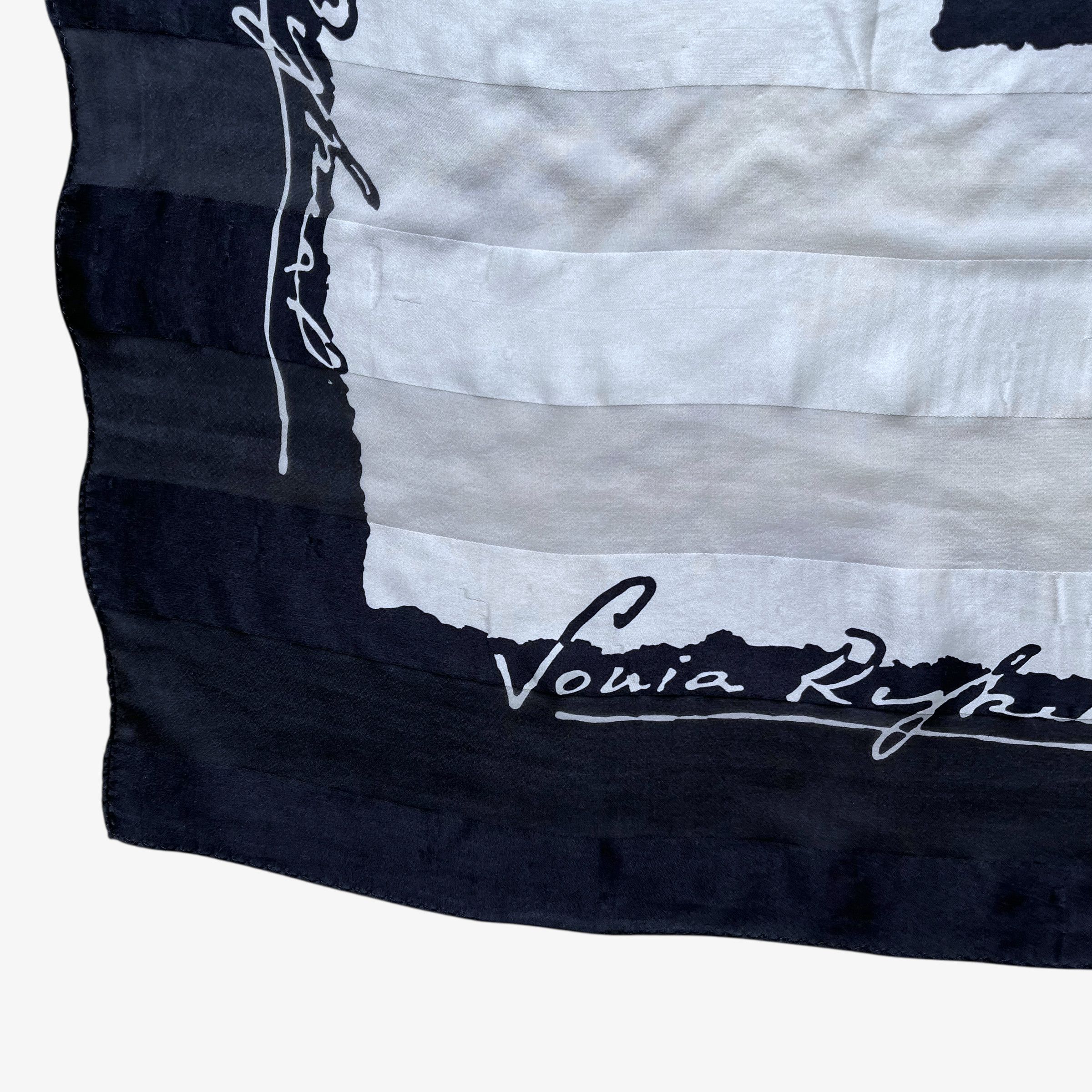 Sonia Rykiel Vintage 90s Sonia Rykiel Spell Out Print Black Silk Scarf Size ONE SIZE - 3 Thumbnail
