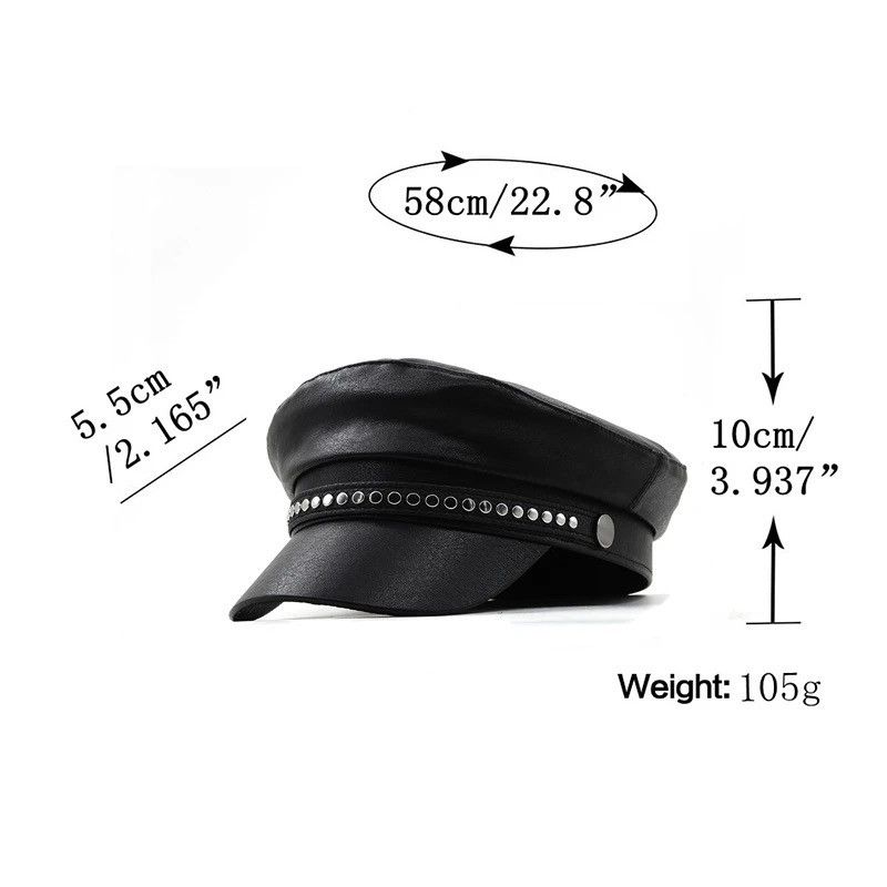 Other Winter Beret Hat Leather Flat Top Cap Size ONE SIZE - 5 Thumbnail