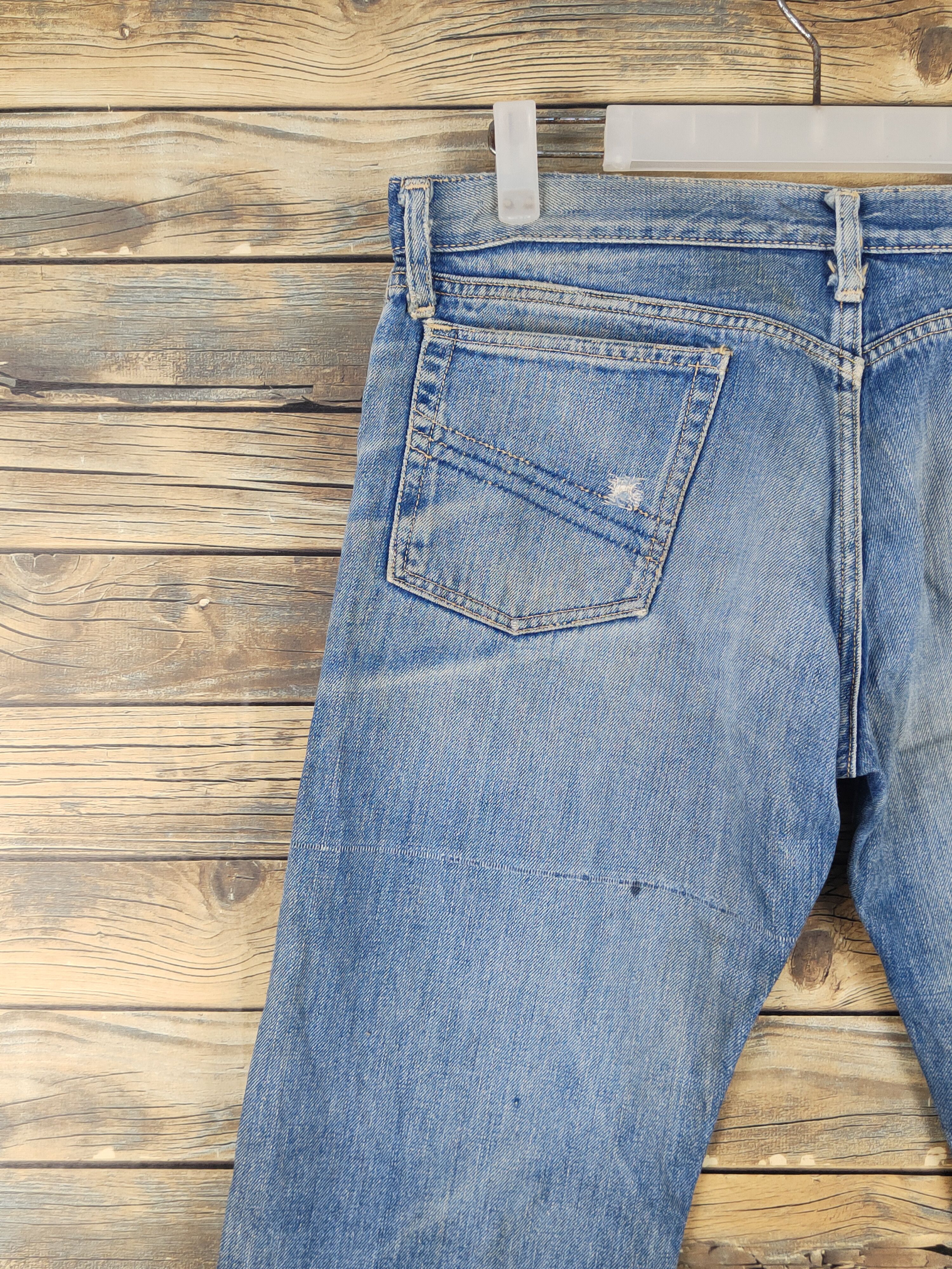 Vintage Bison vintage Blue Distressed Ripped denim Jeans #W1621 Size US 31 - 8 Thumbnail