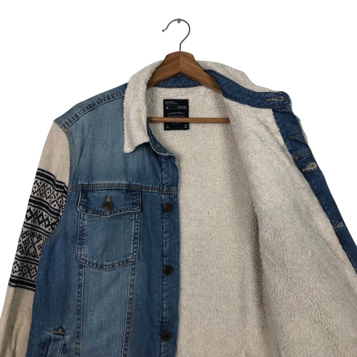 Japanese Brand 📌Denim Trucker Biker Jacket Bershka Knit Hand Issey Miyake Size US L / EU 52-54 / 3 - 15 Thumbnail
