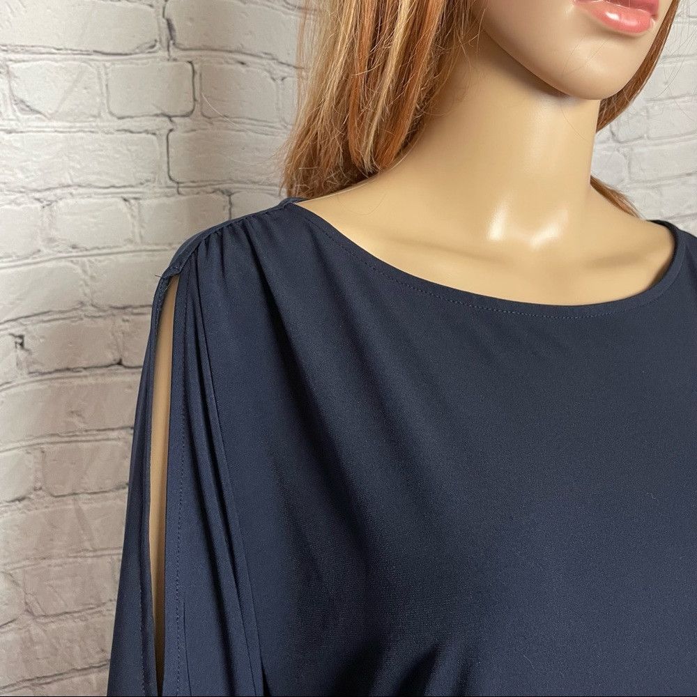 Chicos Chico’s Navy Split Sleeves Blouse Top Size 2 US L Size L / US 10 / IT 46 - 2 Thumbnail