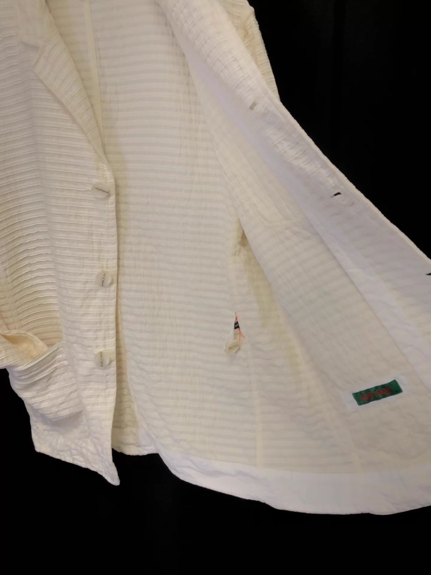 Casey Casey casey casey Cream Ruffled Stripe Buffalo Horn Button Jacket Size US S / EU 44-46 / 1 - 5 Thumbnail