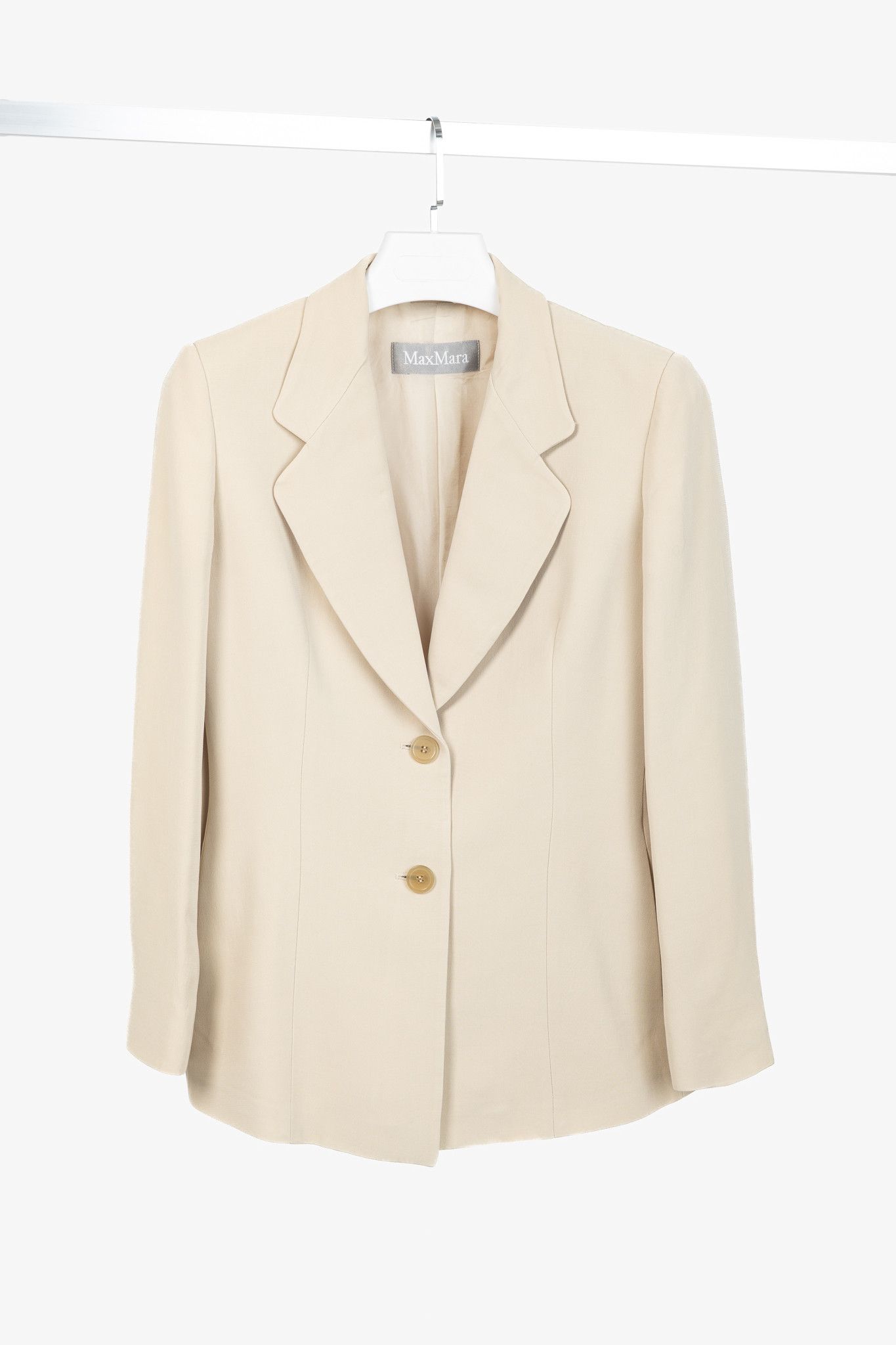 Max Mara Max Mara Beige Crepe Single-Breasted Blazer Size M / US 6-8 / IT 42-44 - 1 Thumbnail
