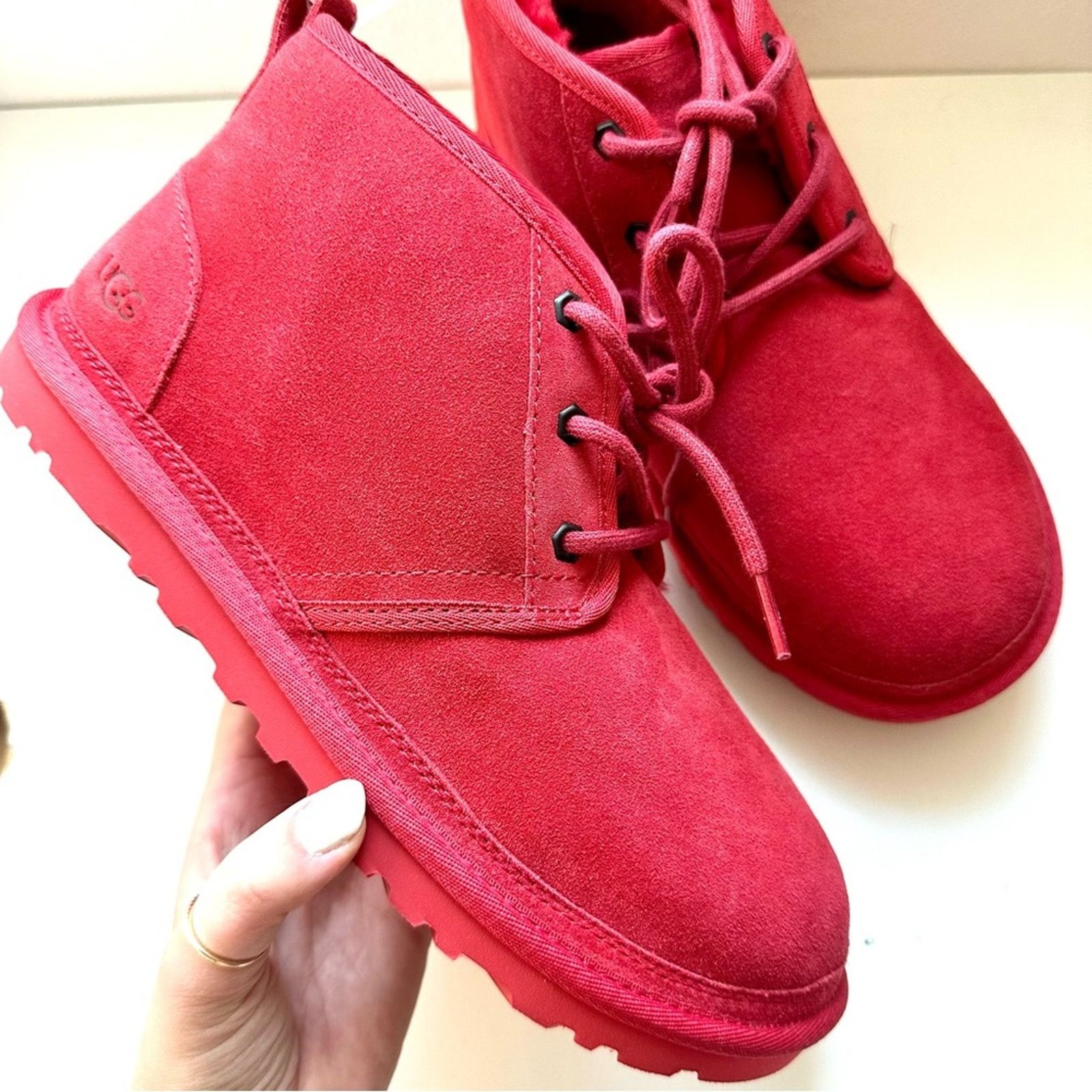 Ugg NEW UGG Suede Fur Neumal Boot Lace Ankle Booties Samba Red Size US 10 / IT 40 - 5 Thumbnail