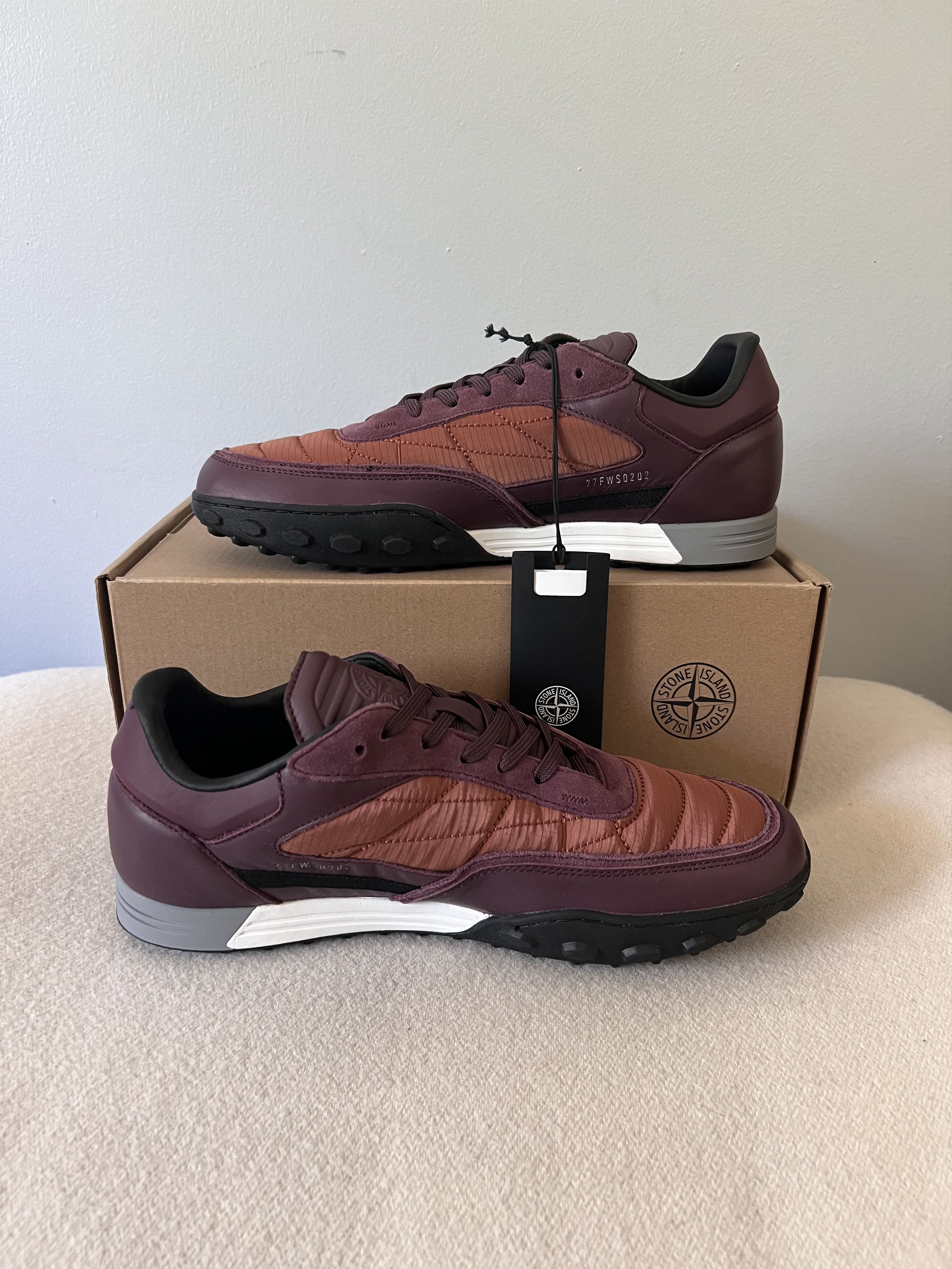 Stone Island Football Sneakers in Burgundy Footwear