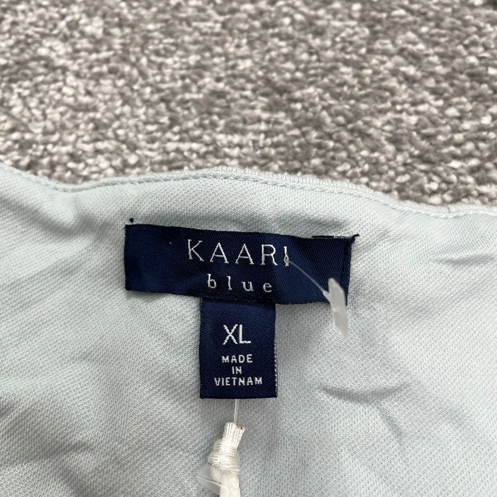 Vintage Kaari Blue Dress Women's Midi Shift XL Gray Knit Ruffle Long Sleeve Workwear Casual Size XL / US 12-14 / IT 48-50 - 3 Thumbnail