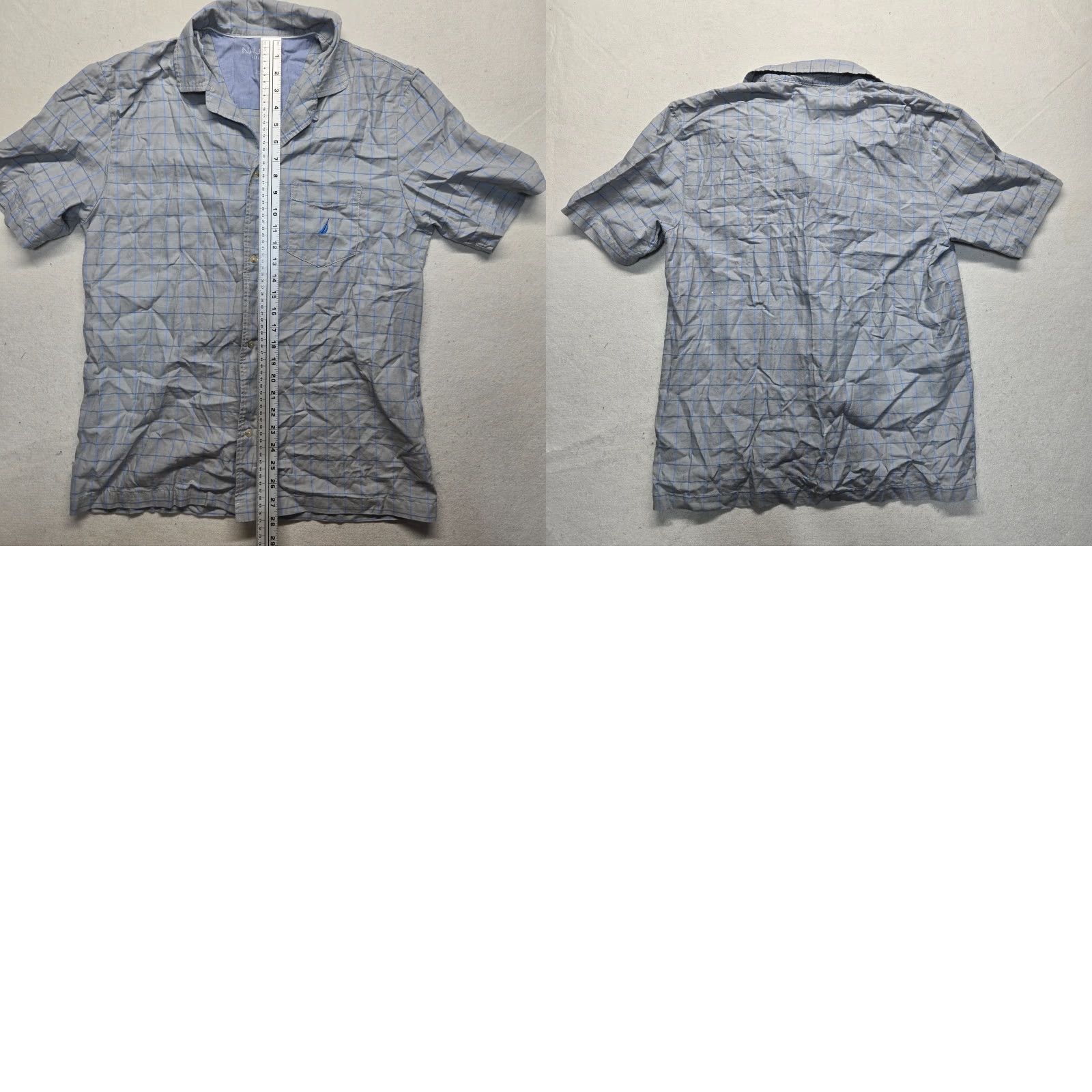 Nautica Nautica Shirt Blue Plaid Sleepwear Casual Pocket Short Sleeve Adult Mens L Large Size US L / EU 52-54 / 3 - 8 Thumbnail
