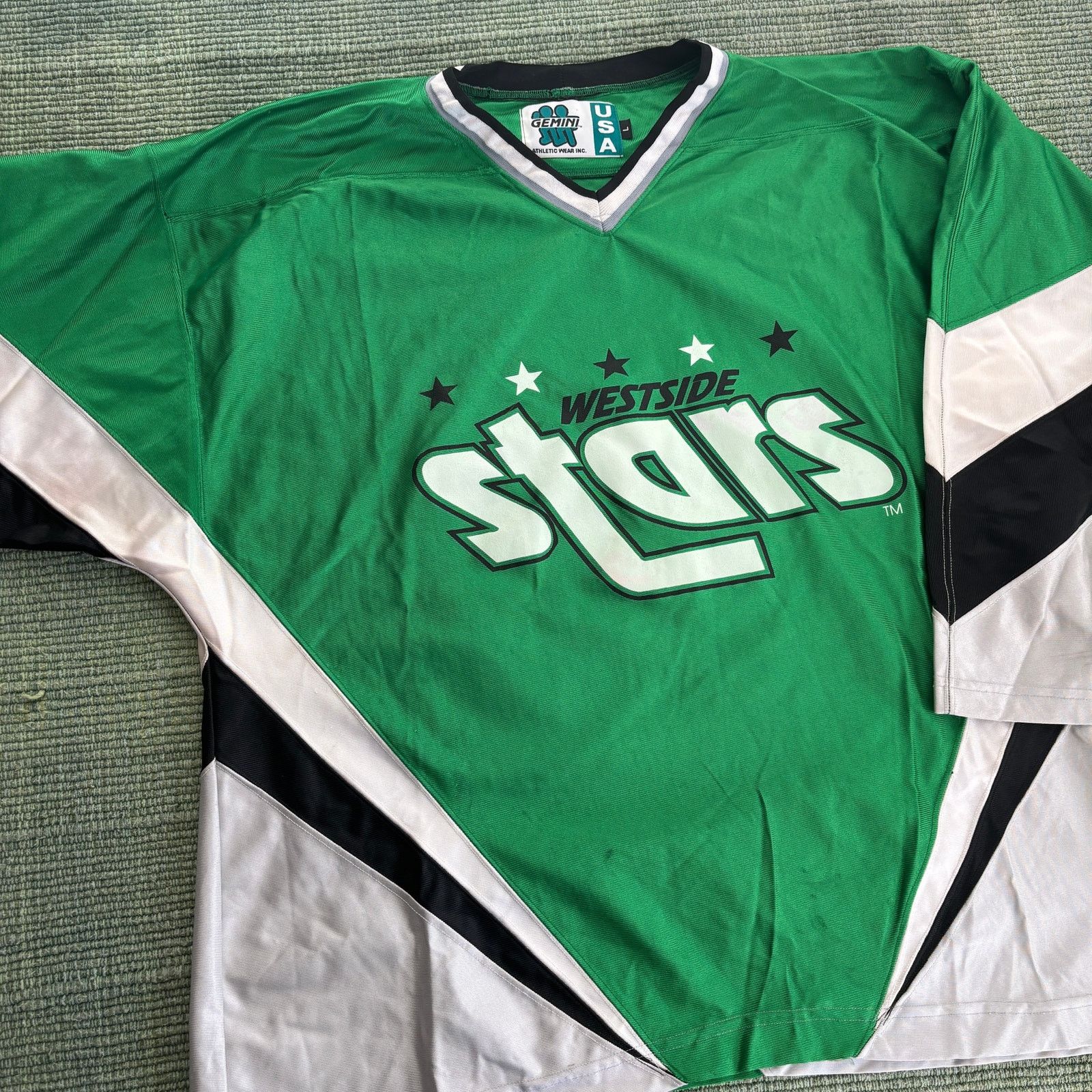 Gemini × Vintage Vintage 90s Westside Stars Retro Green Silver Hockey Jersey Size US L / EU 52-54 / 3 - 5 Thumbnail