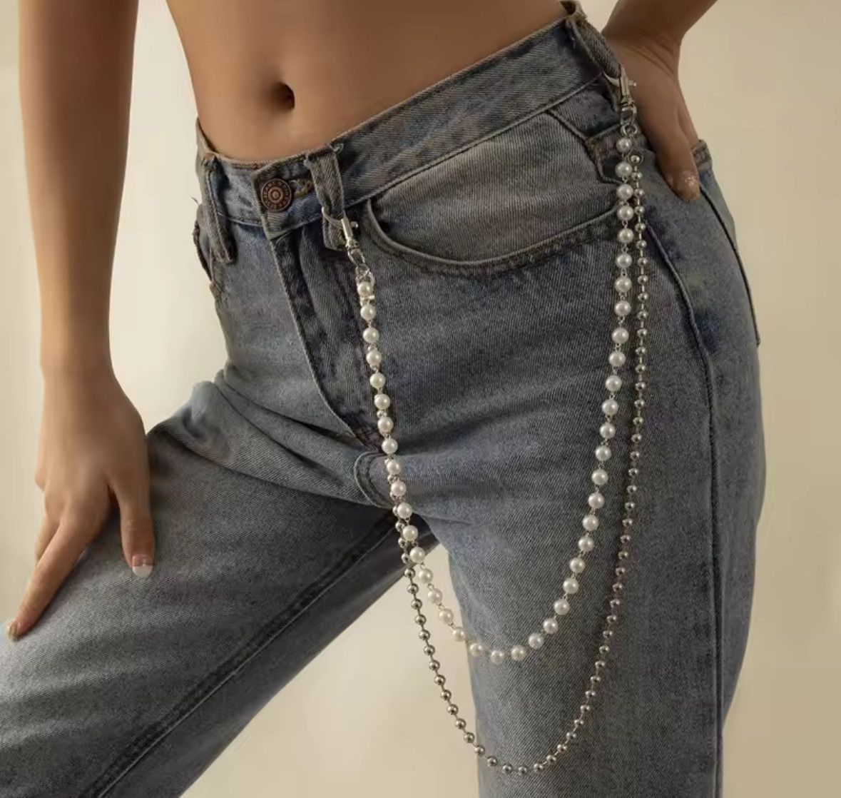 Other Pearl Shape Punk Metal Pants Chain Wallet Belt Chain Pendant Size ONE SIZE - 2 Thumbnail