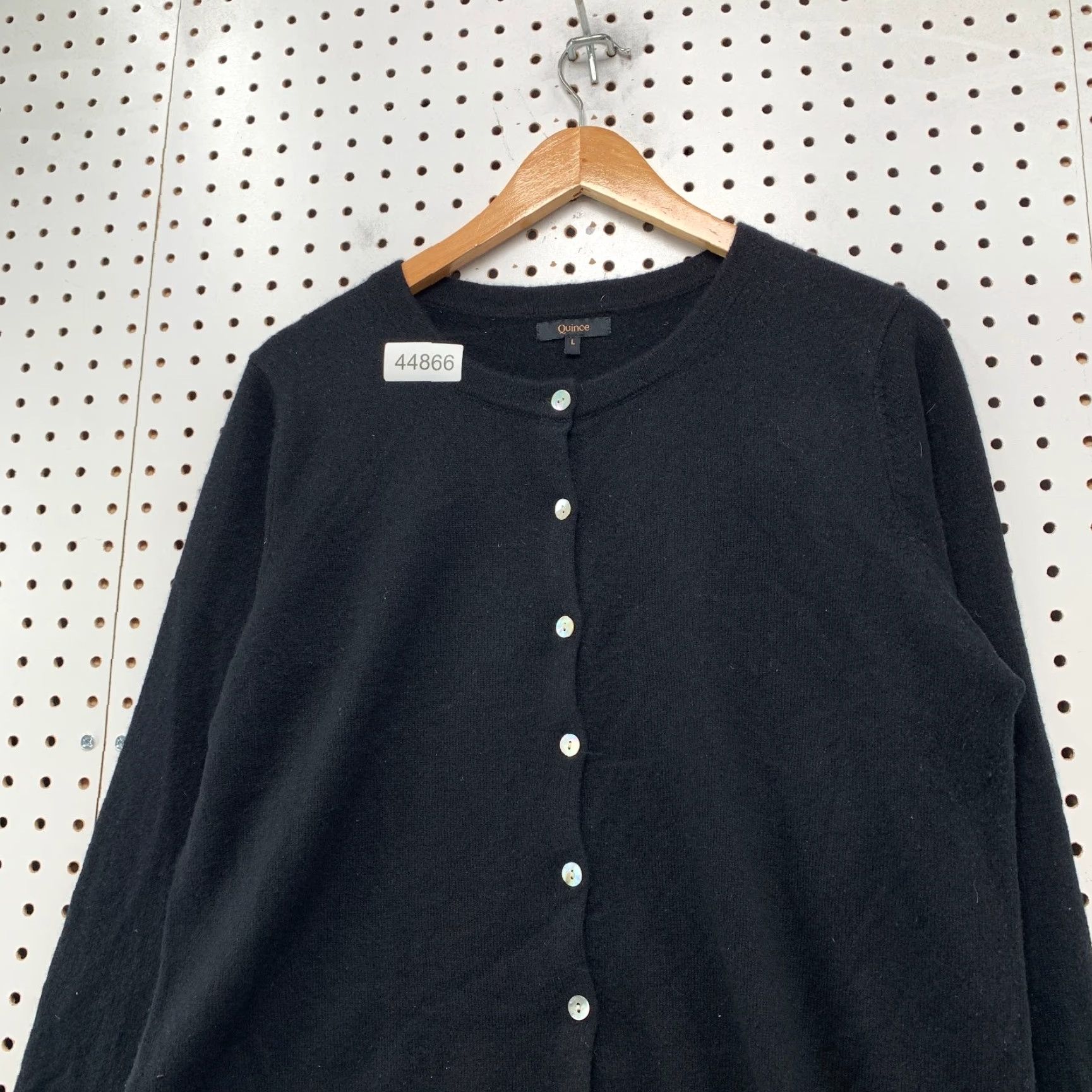 Quince Quince Cardigan Womens Large Black Button Up Soft Cozy - Cashmere Sweater, Knit, Round Neck, Long Sleeve Size L / US 10 / IT 46 - 7 Thumbnail