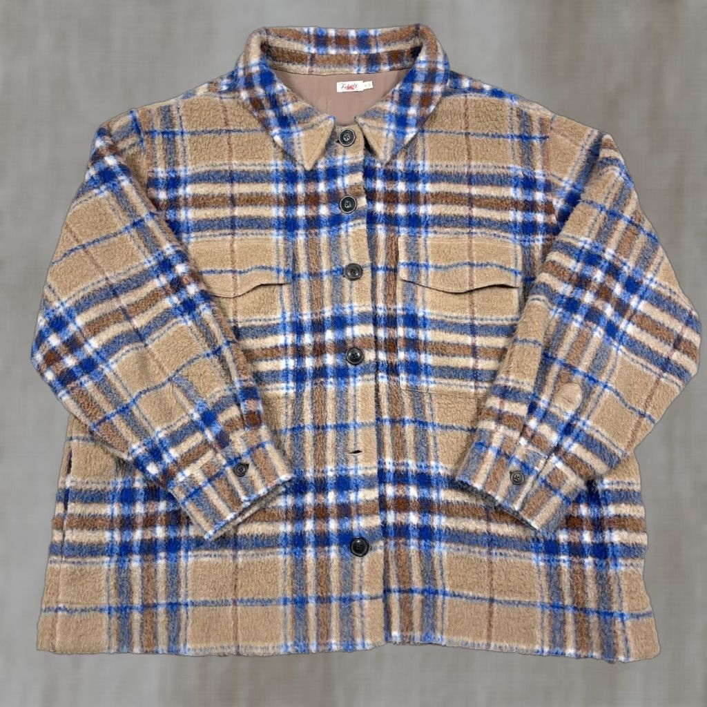 Faherty Faherty Jacket Women XL Brown Green Plaid Fleece Shacket Unlined Button Up Size XL / US 12-14 / IT 48-50 - 1 Thumbnail