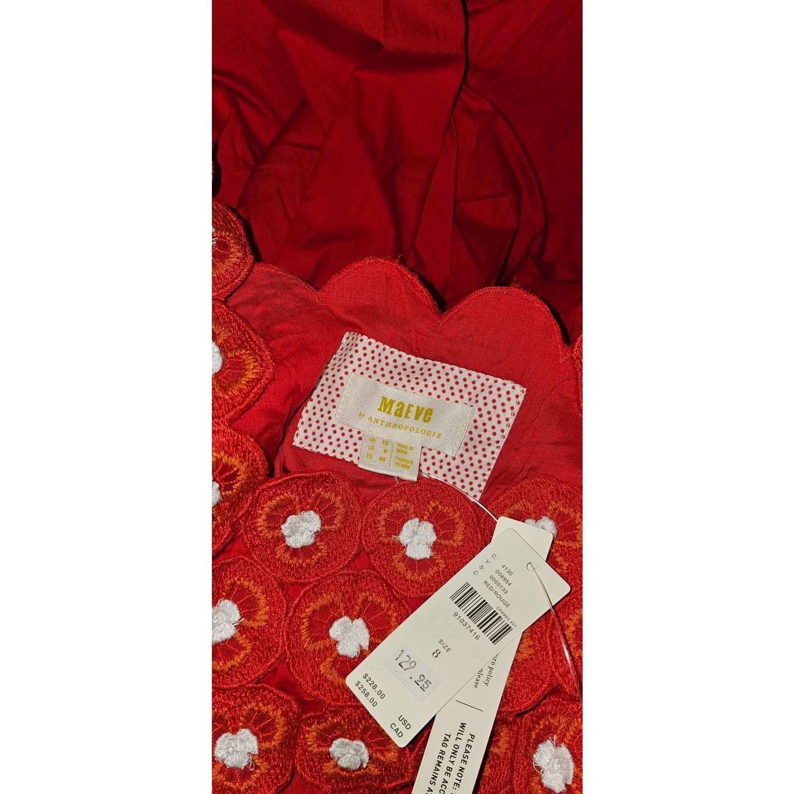Anthropologie NWT Maeve Crochet Halter Poplin Midi Dress $228 SIZE 8 Red Size M / US 6-8 / IT 42-44 - 5 Thumbnail