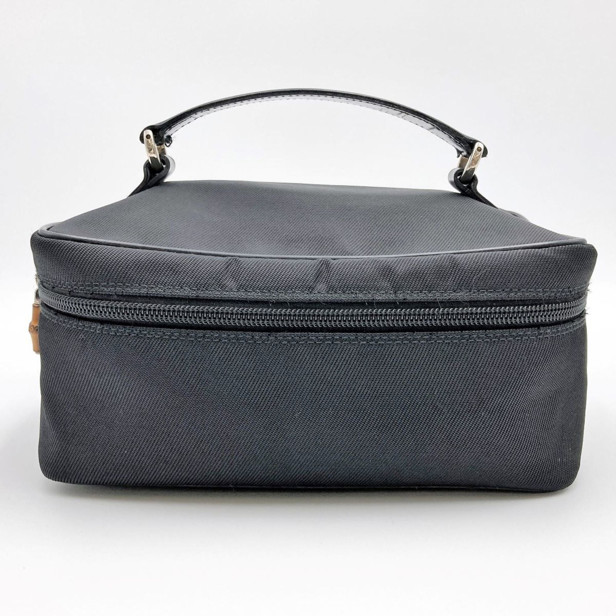 image of Gucci 032.1956 Bamboo Pouch Vanity Black Nylon/bamboo Cosmetic, Women's