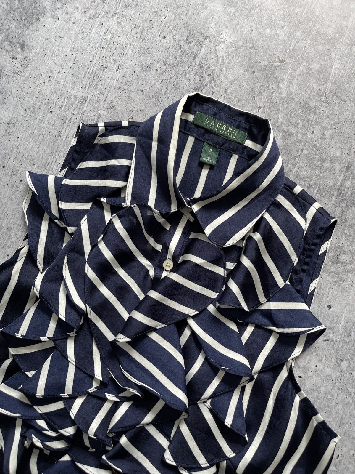Polo Ralph Lauren Ralph Lauren Blue White Stripe Satin Blouse Top Size S(2) Size S / US 4 / IT 40 - 19 Thumbnail