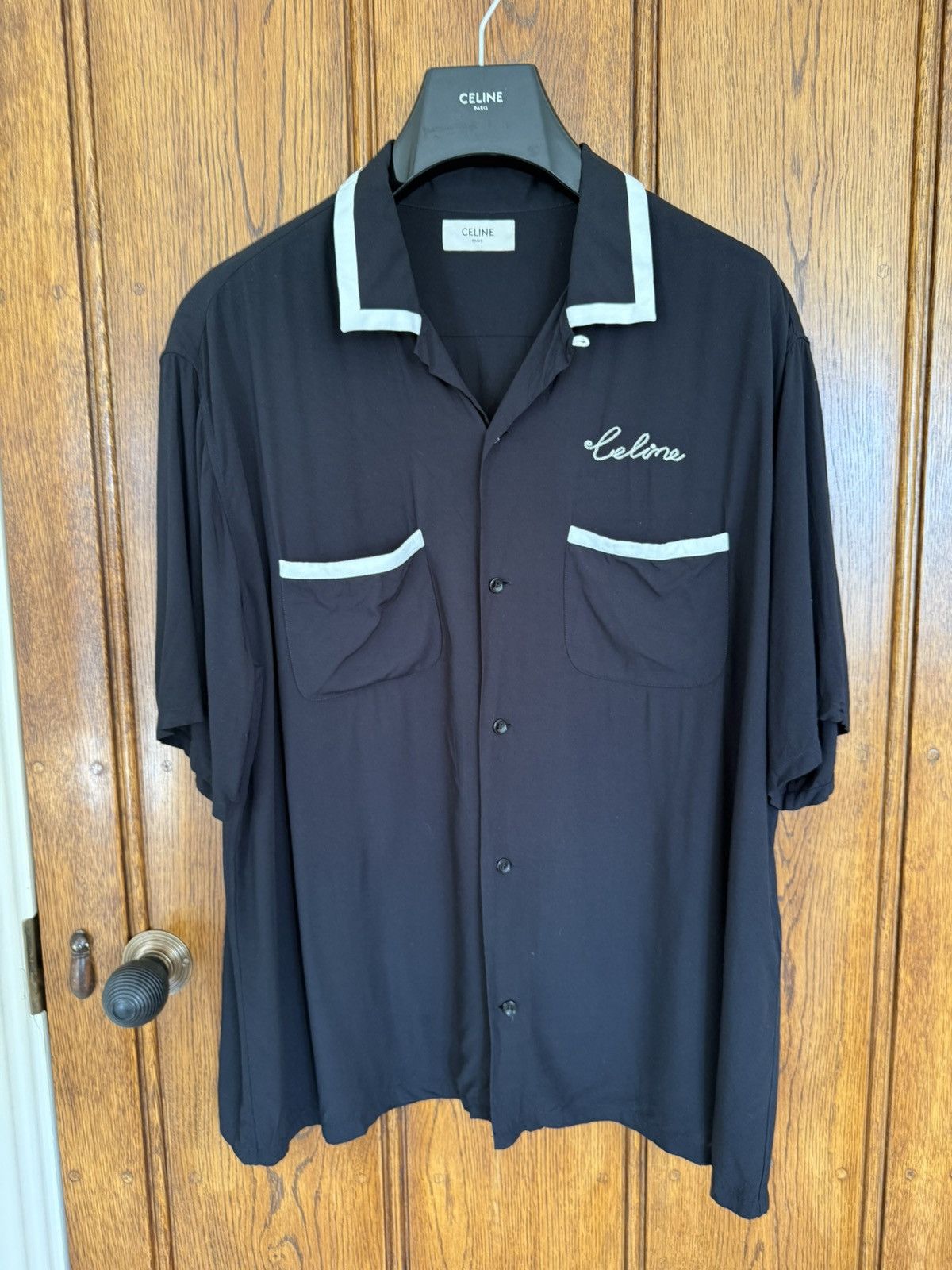 Celine SS21 Celine Dancing Kid Hedi bowling Hawaiian shirt logo 42 Size US L / EU 52-54 / 3 - 2 Thumbnail