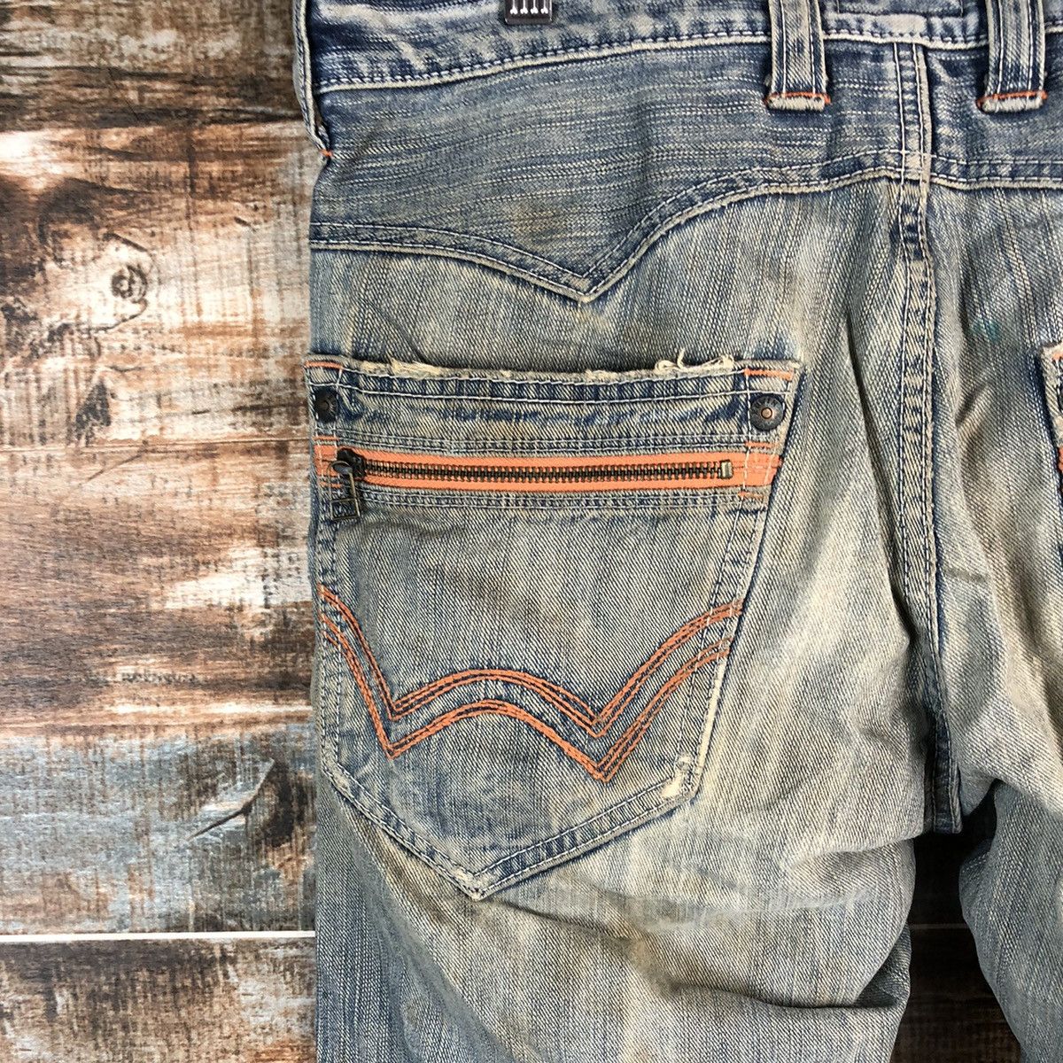 Edwin DLL Edwin Blue Distressed ripped Denim Pants #C239 Size US 35 - 19 Thumbnail